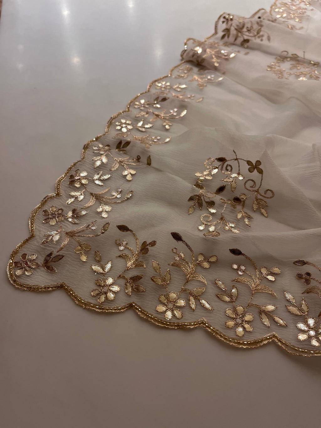 Ivory Traditional Gotta Saree