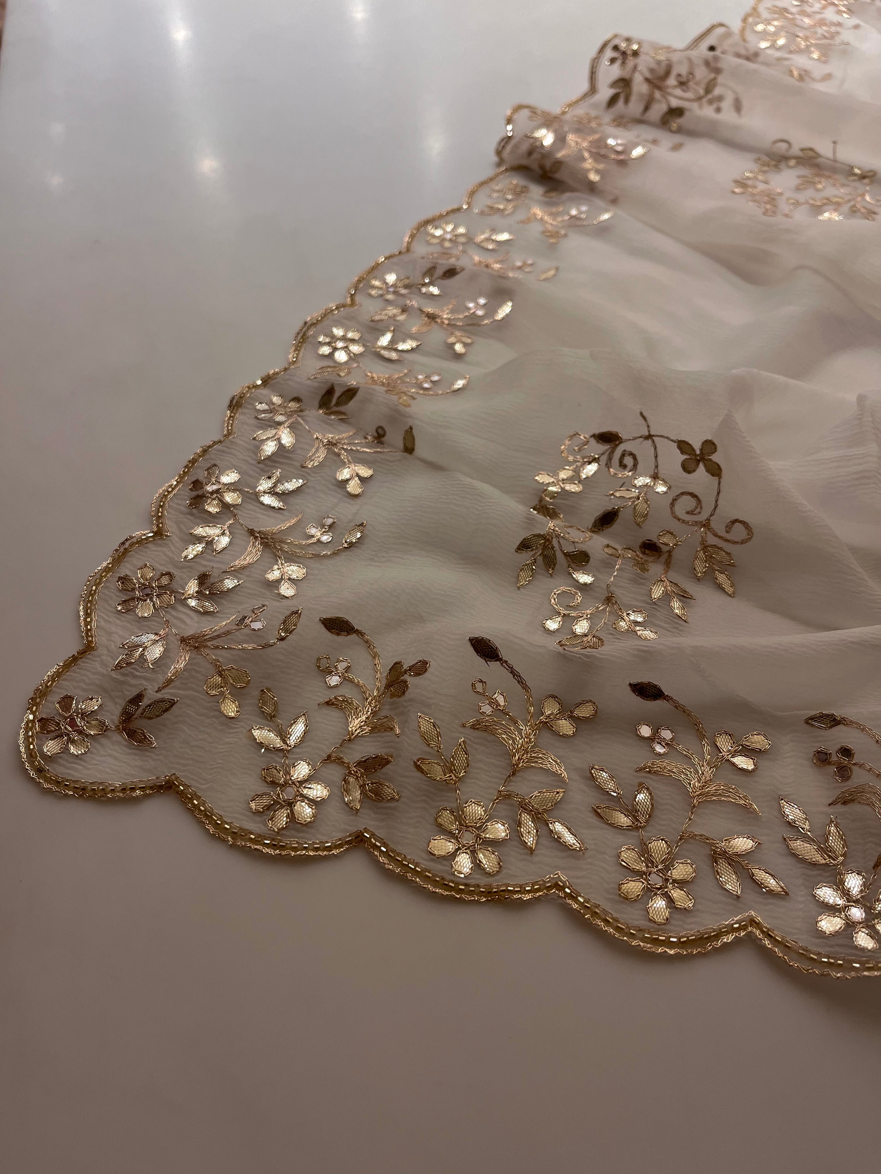 Ivory Traditional Gotta Saree