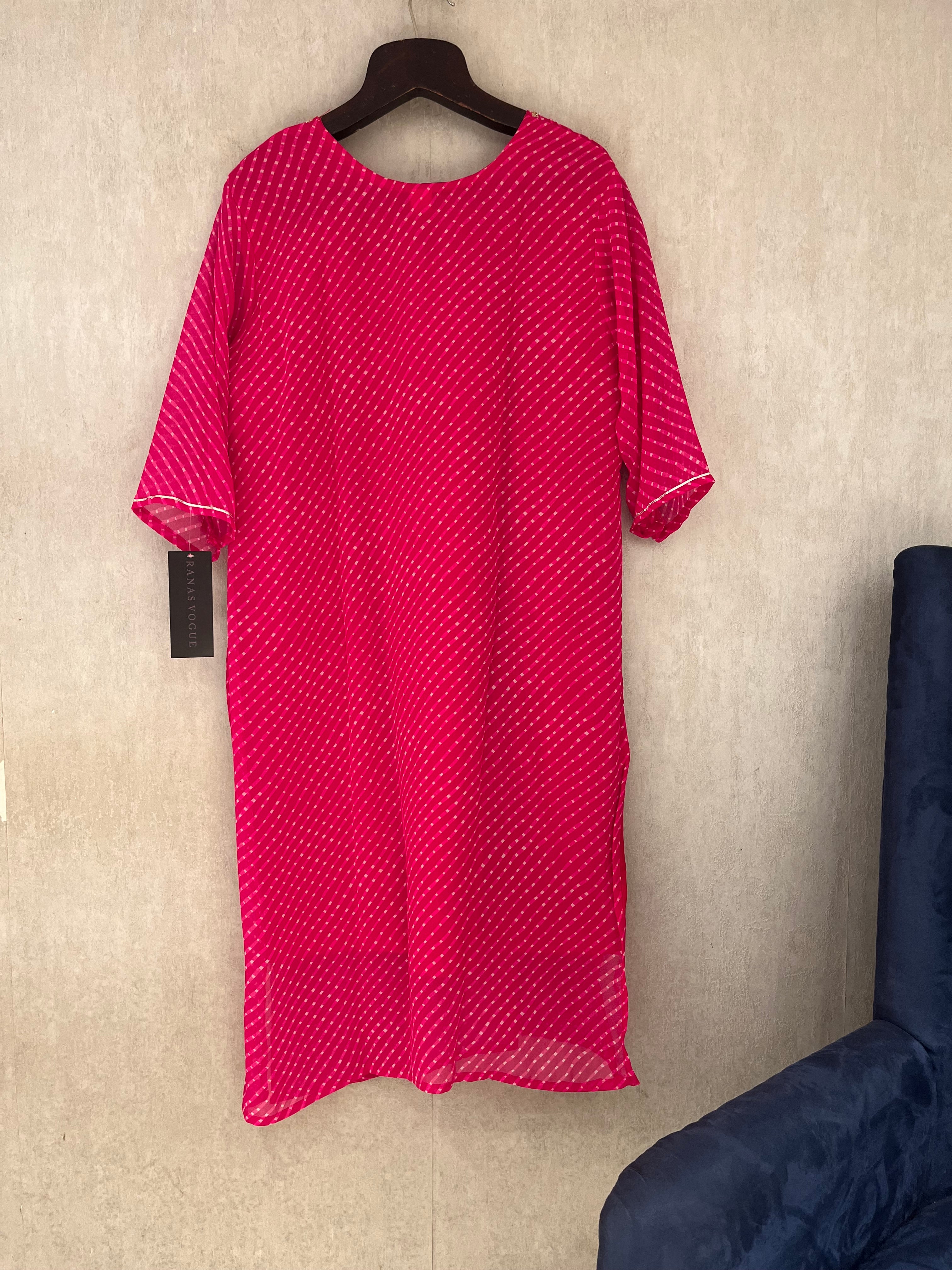 Pink Leheriya Kurti