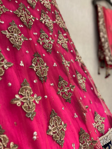 beautiful pink heavy net lehenga set