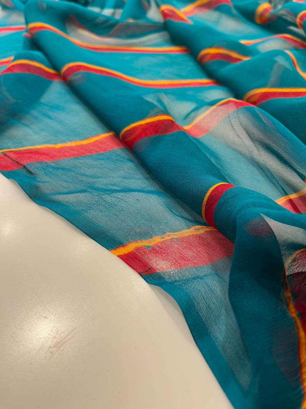 Rama Green pure chiffon leheriya saree