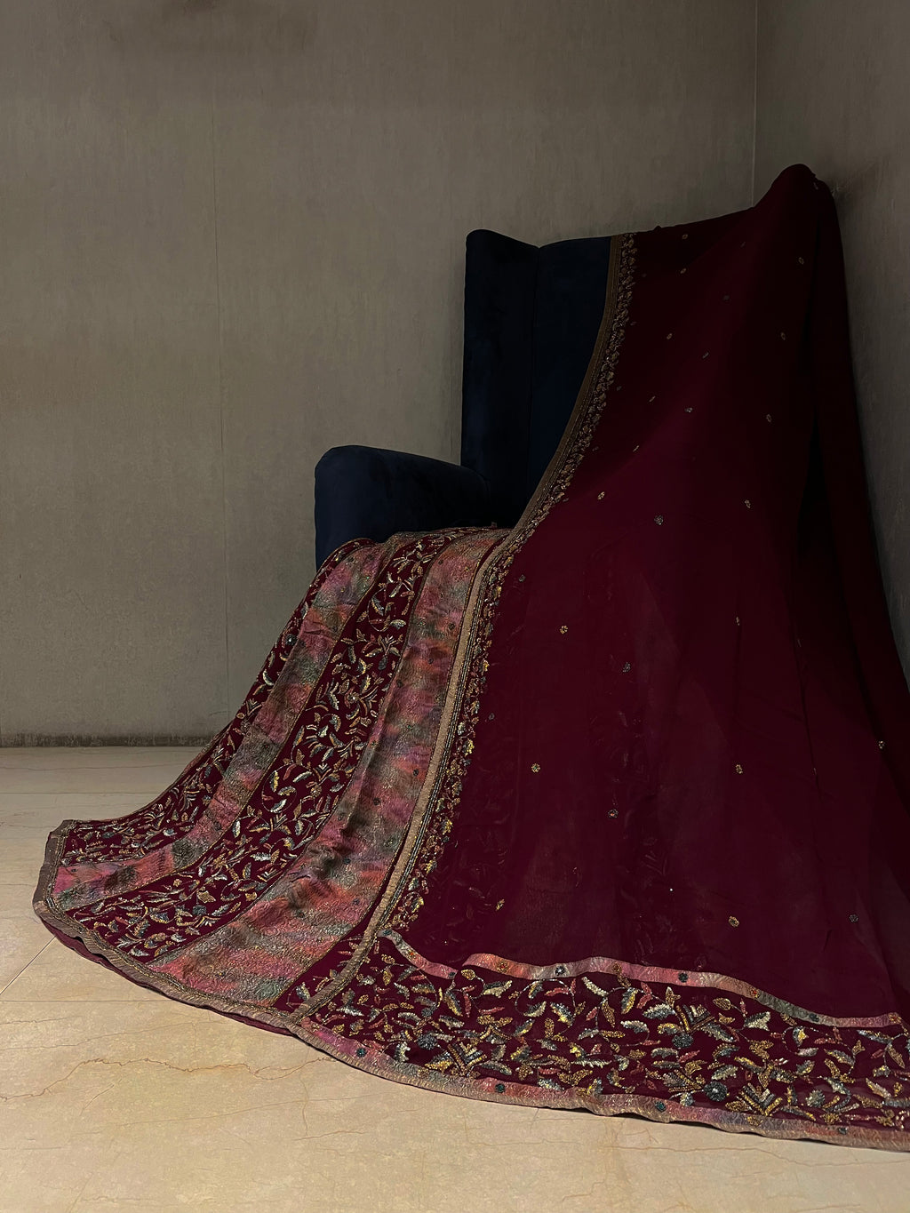 Silk And georgette Kali Lehenga Set