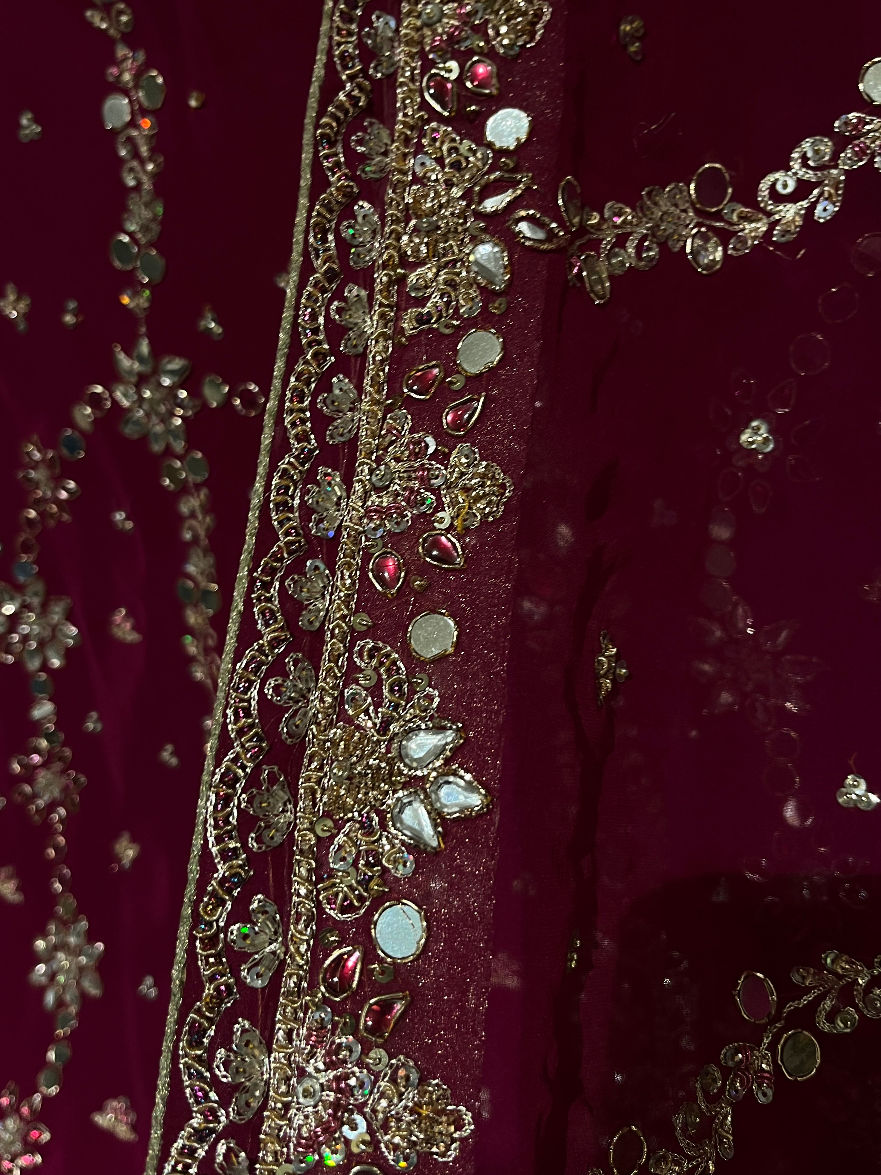 Magenta Zardozi Lehenga Set