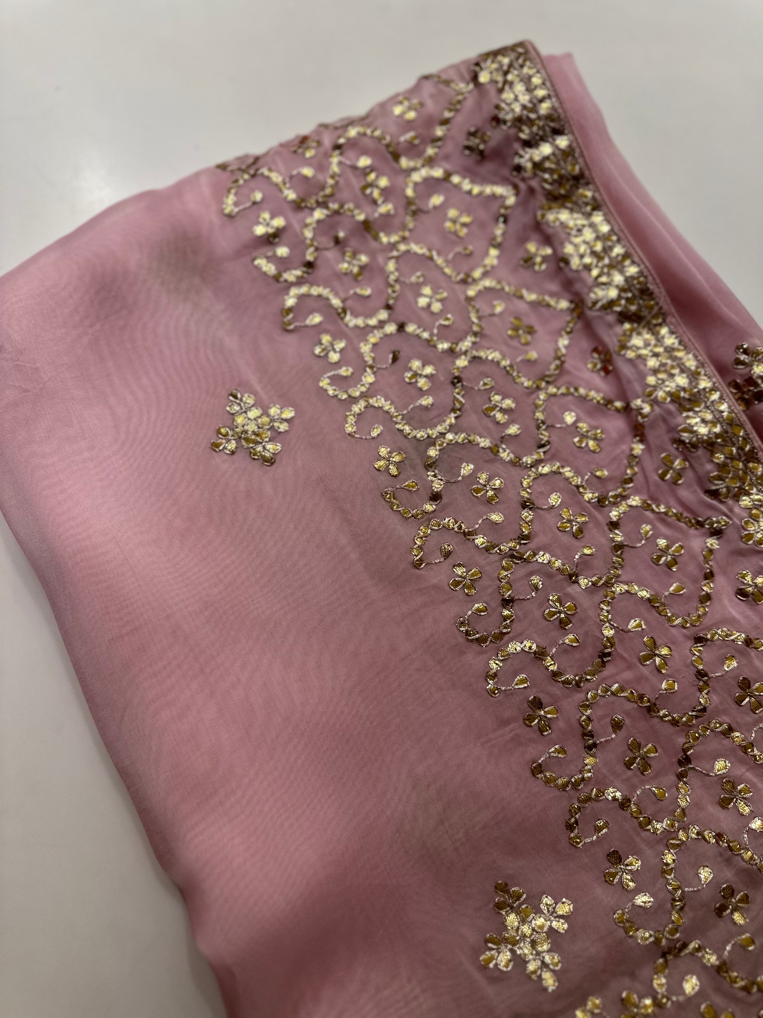 Zero size, Gotapatti fine handwork saree
