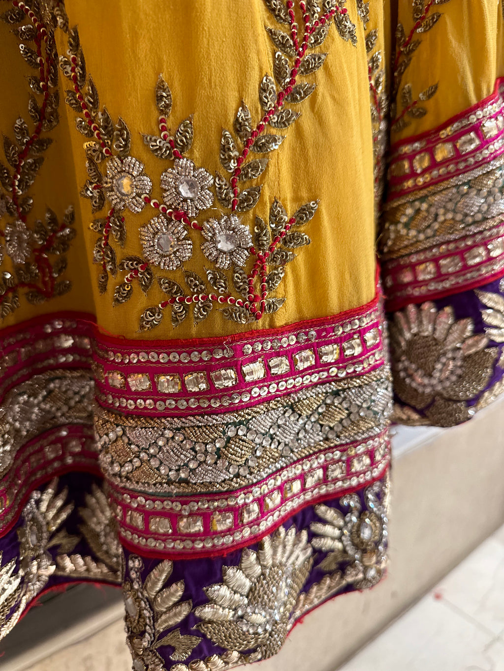 Mango Pure Georgette, heavy Mukesh lehenga