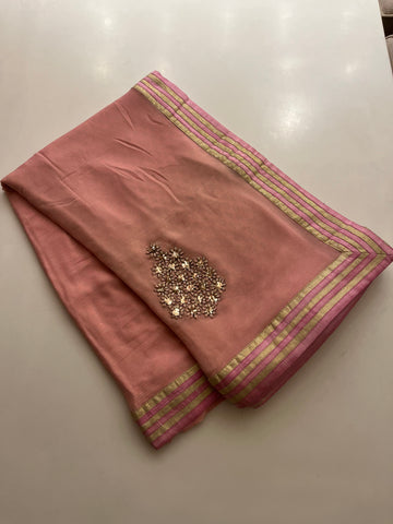 Pastel Pink Georgette Saree