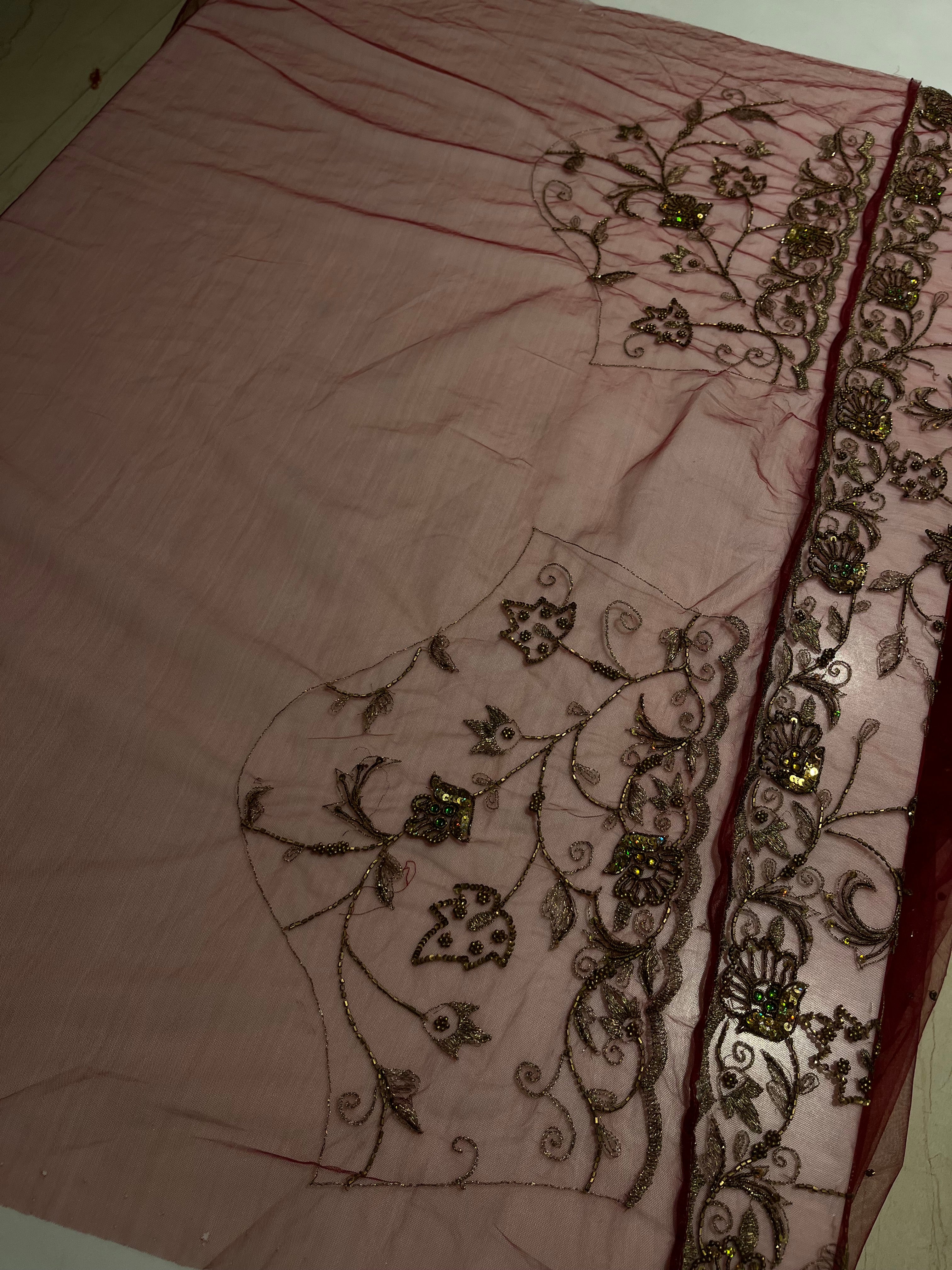 Mahroon Katdana & Zari Lehenga Set