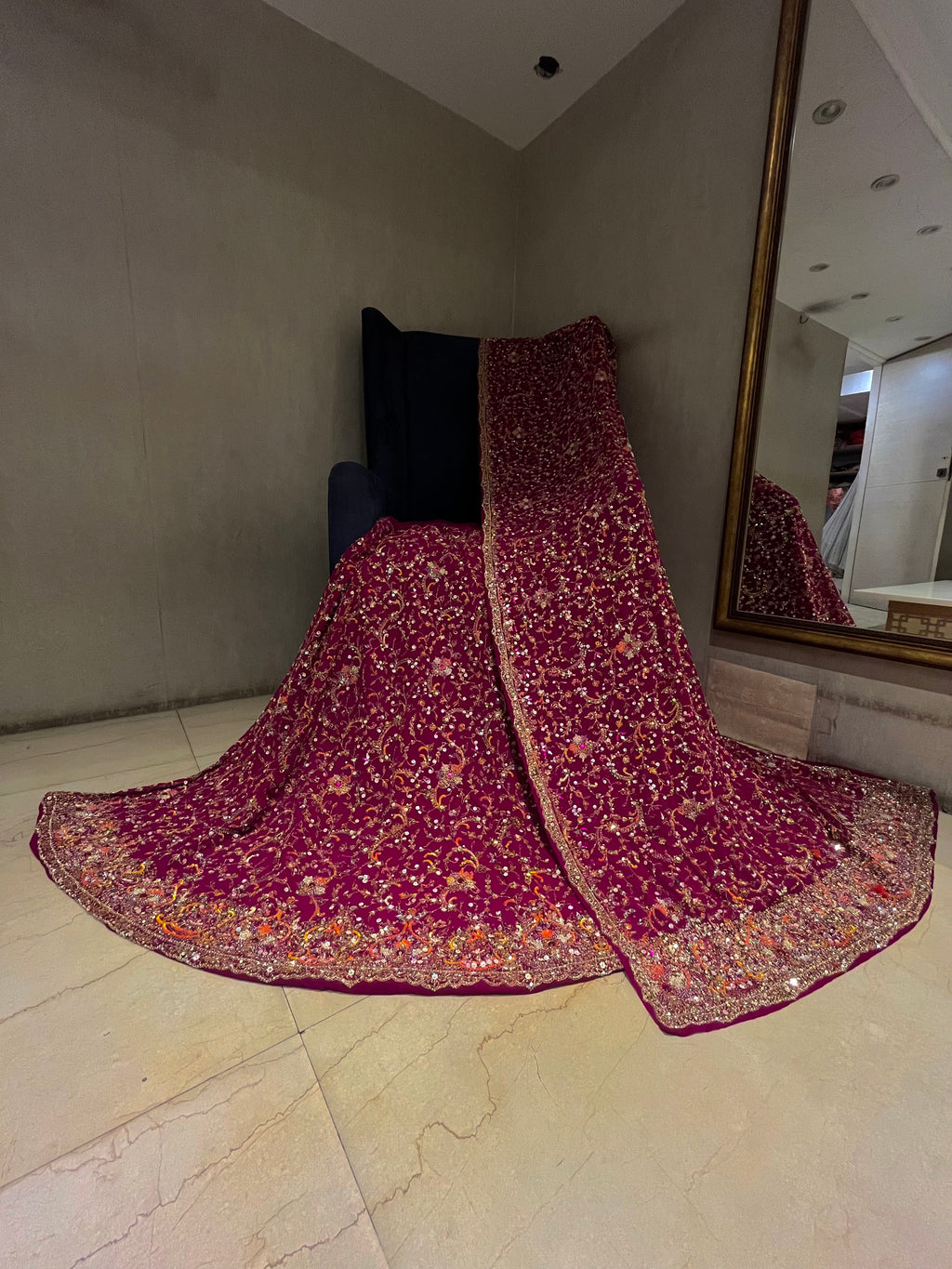 Bridal Magenta Jaipuri Lehenga Set