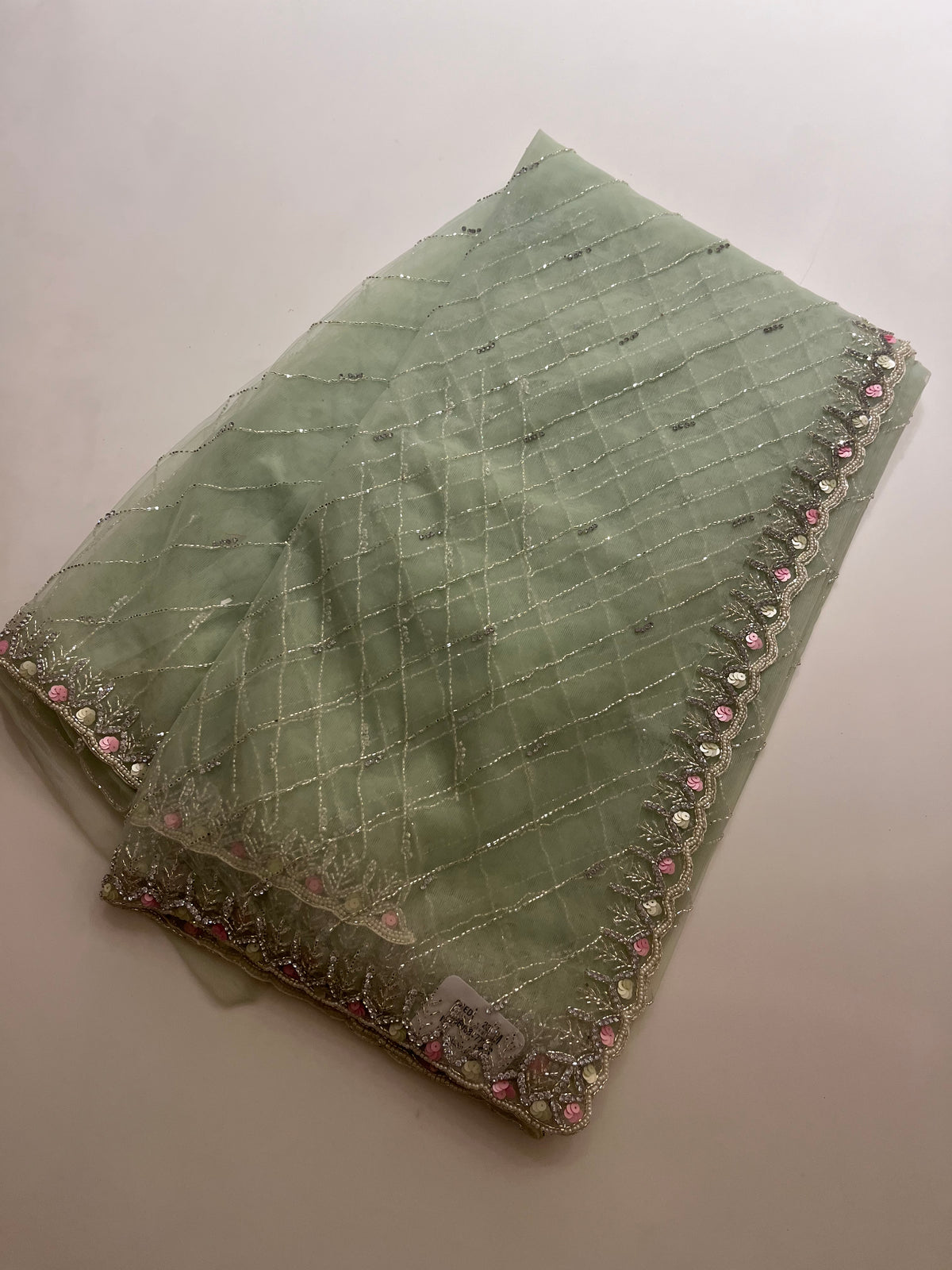 Elaichi Green net saree