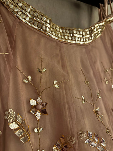 Gauri Lehenga set Peach Nude shade