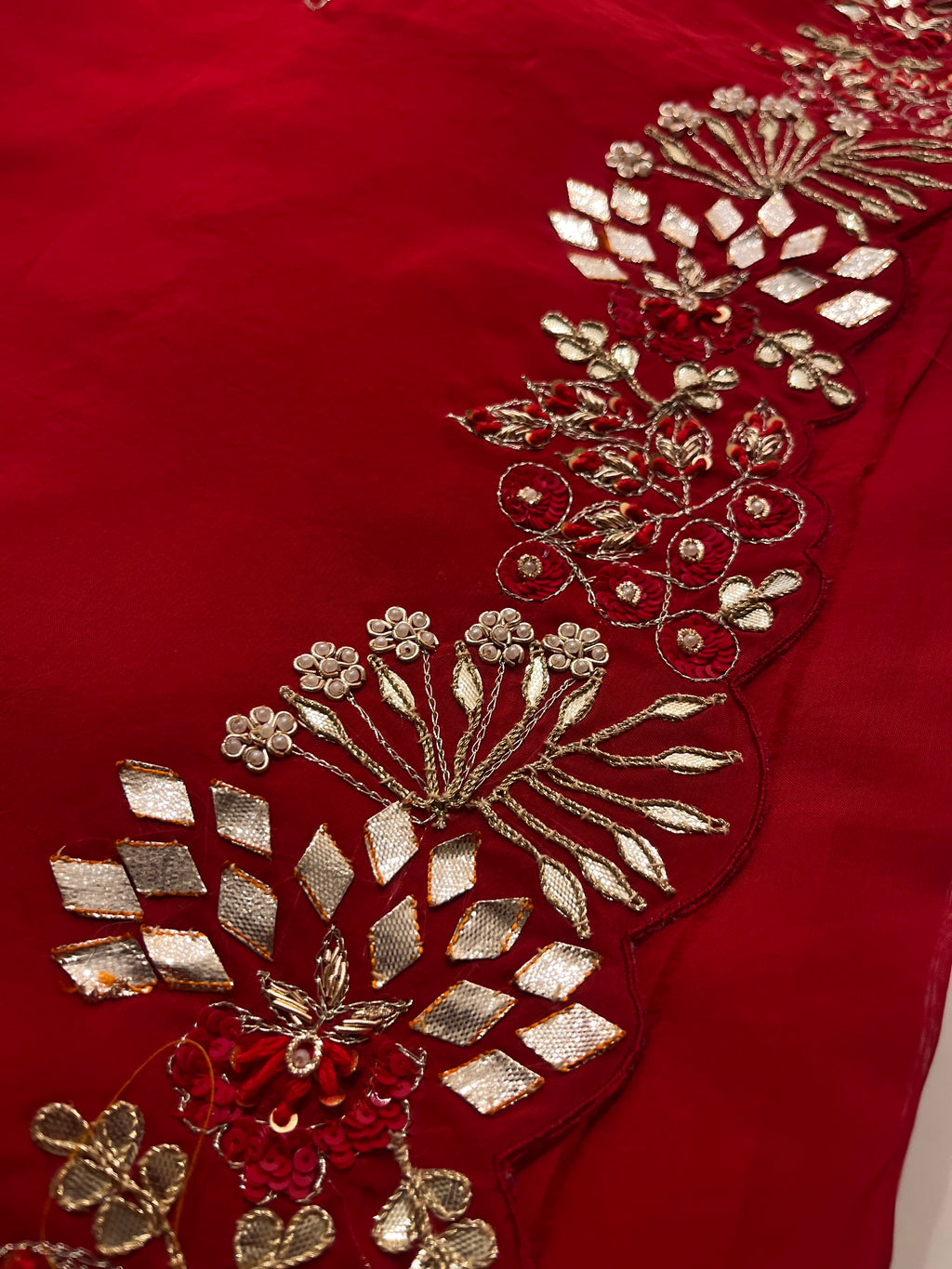 Kaccha Gotta Bridal red saree