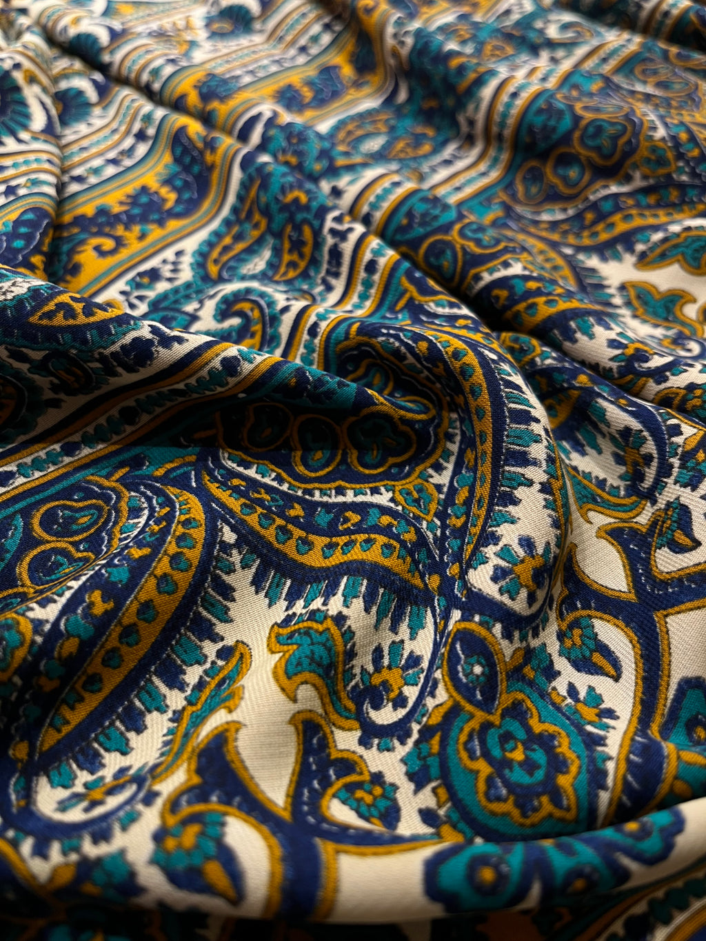 Printed Ivory Royal Blue saree