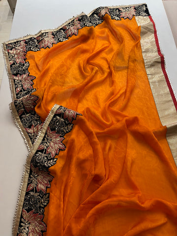 Tangerine Half-Half saree