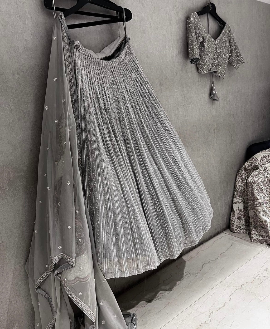 Grey lehenga set