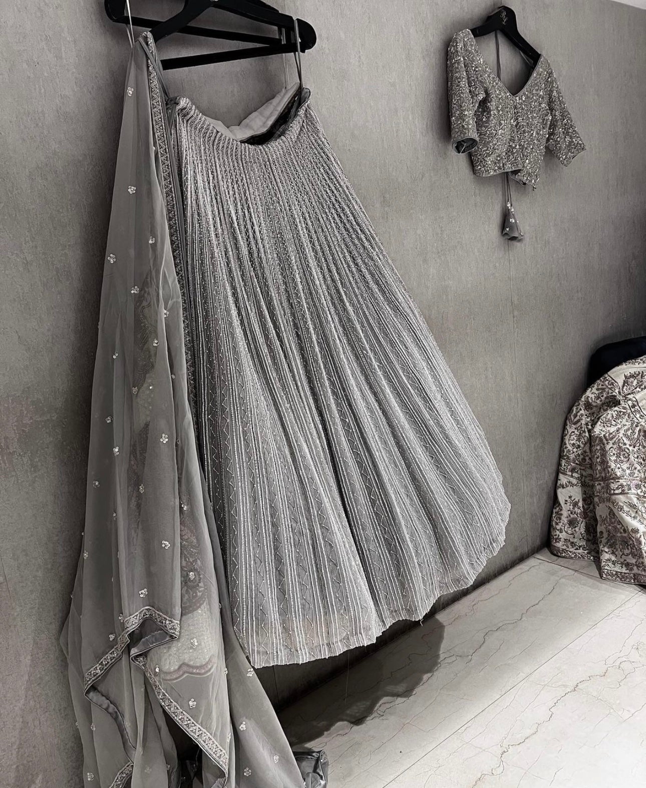 Grey lehenga set