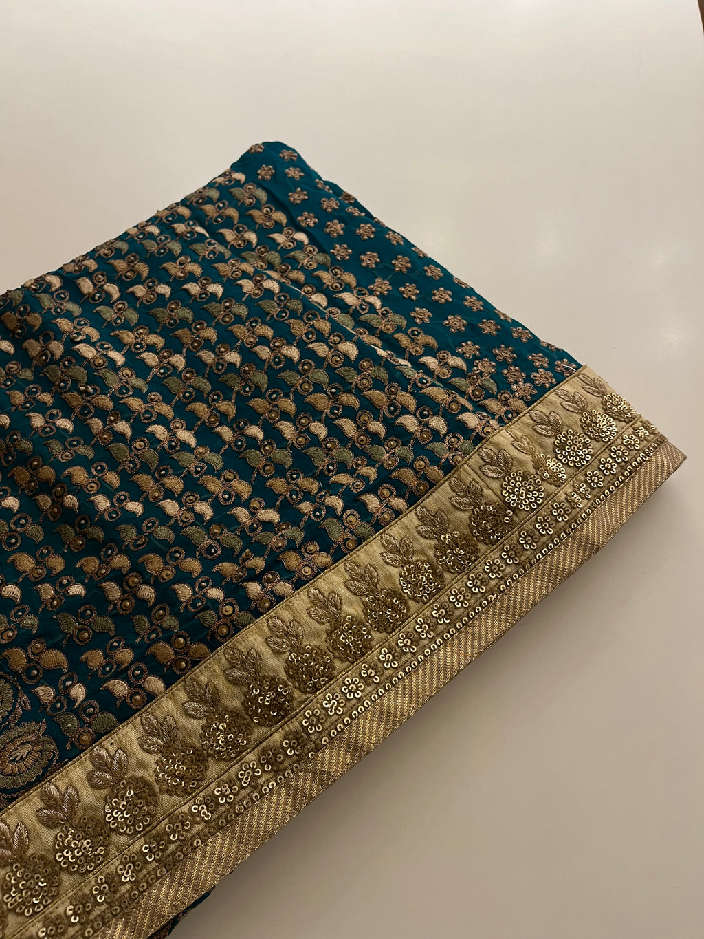 Teal Green Designer Saree