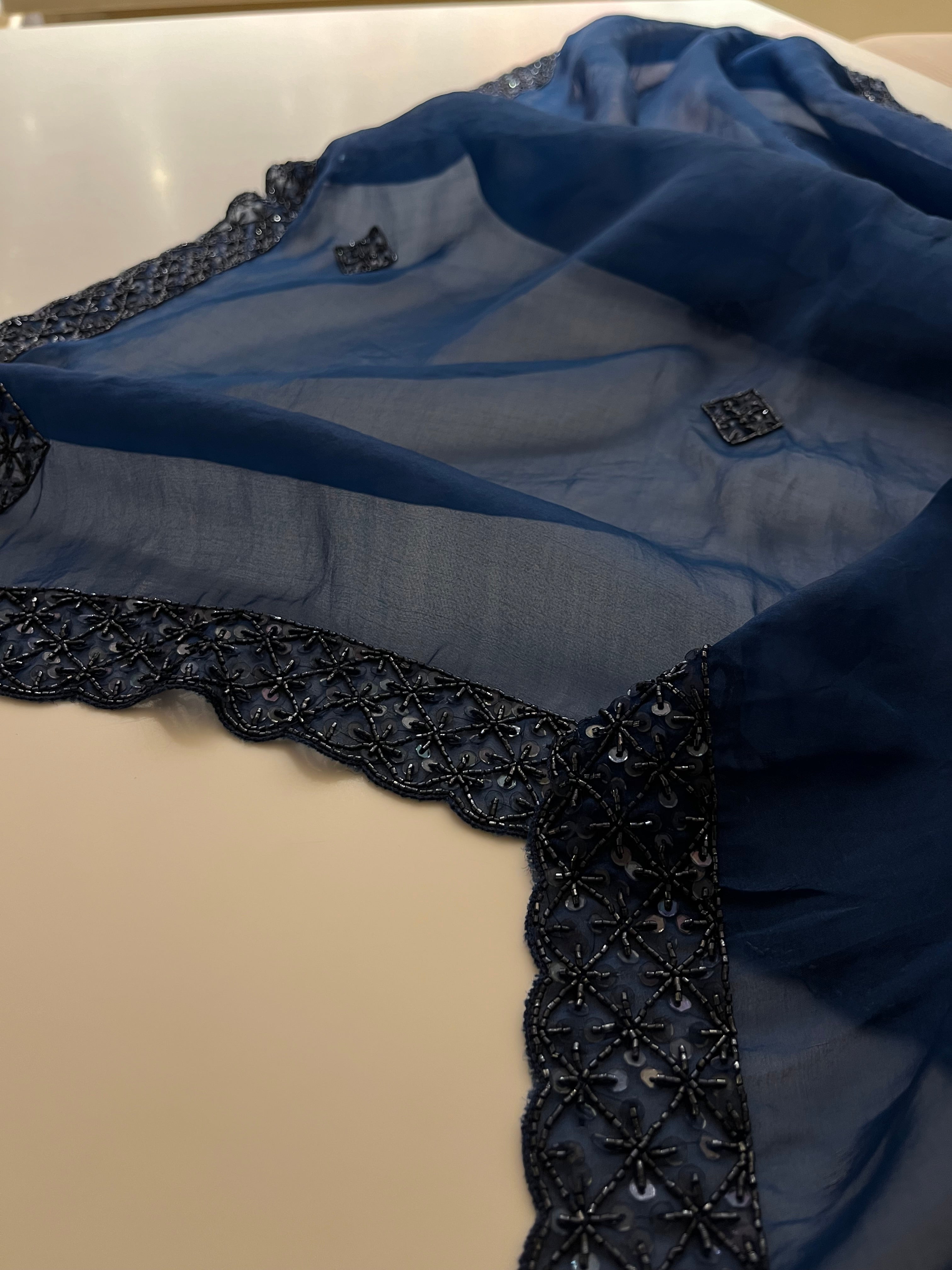Midnight Blue Organza saree