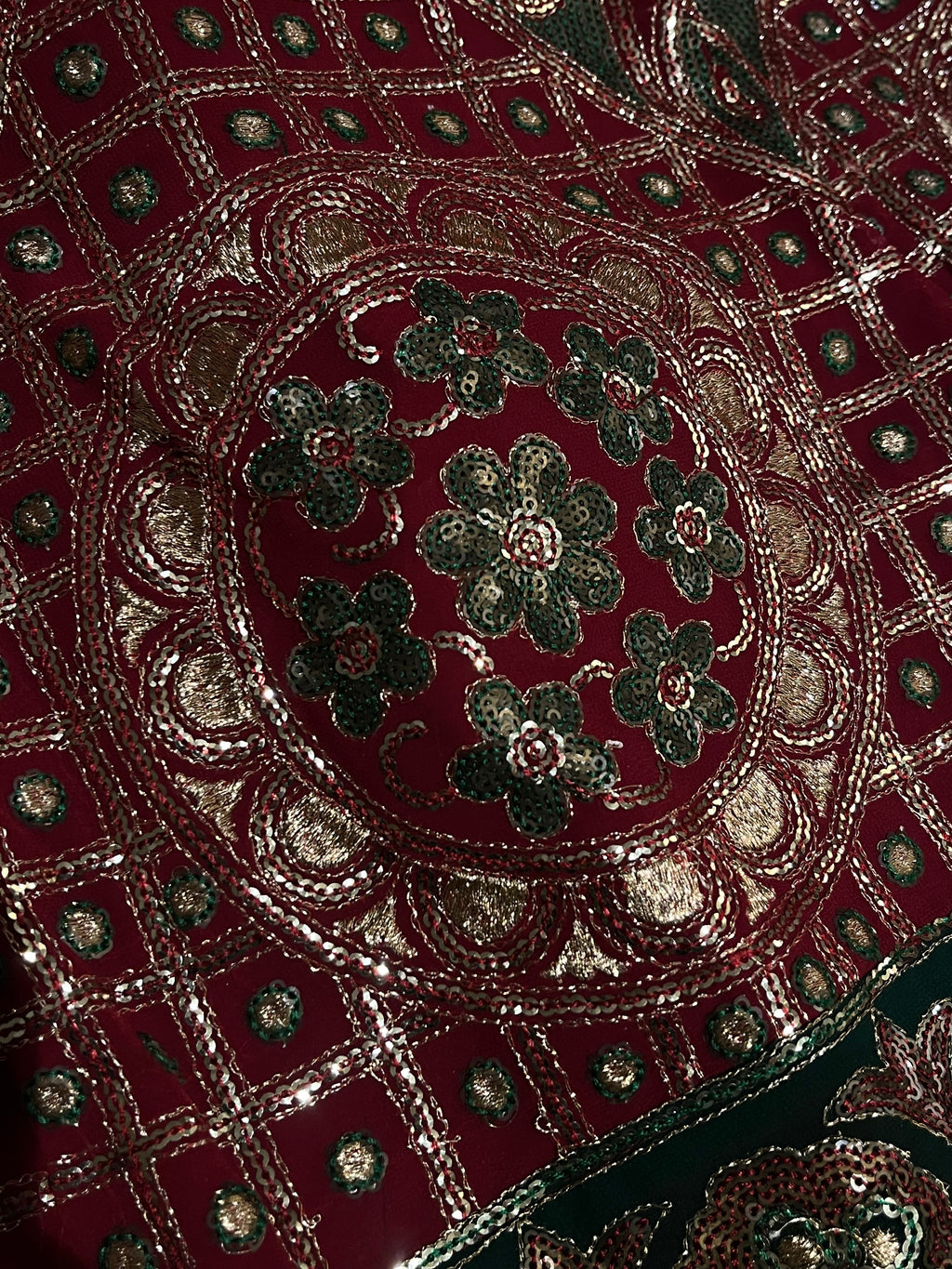 Deep Red Sequins Lehenga Set