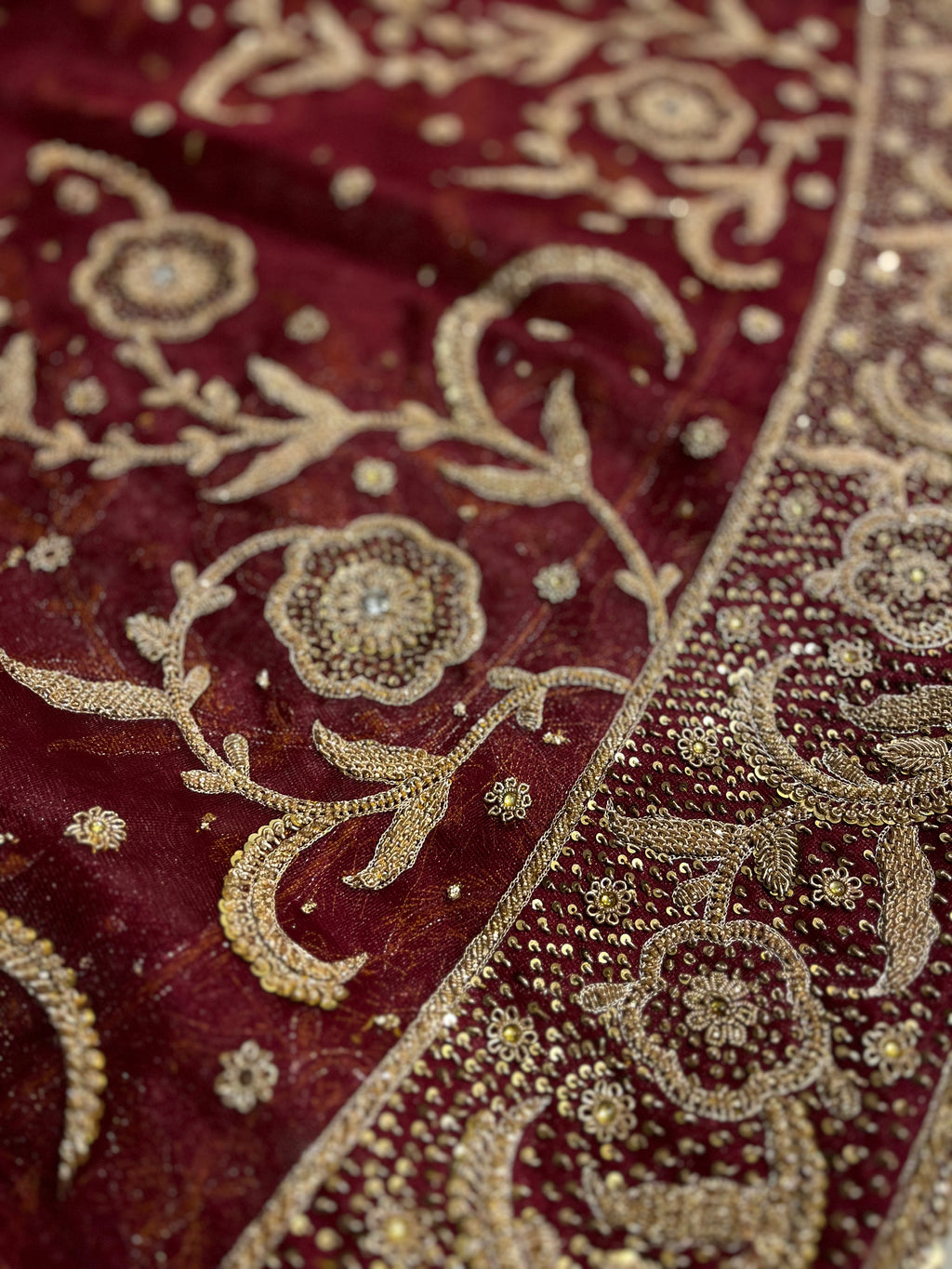 Unstitched Tissue Net Lehenga