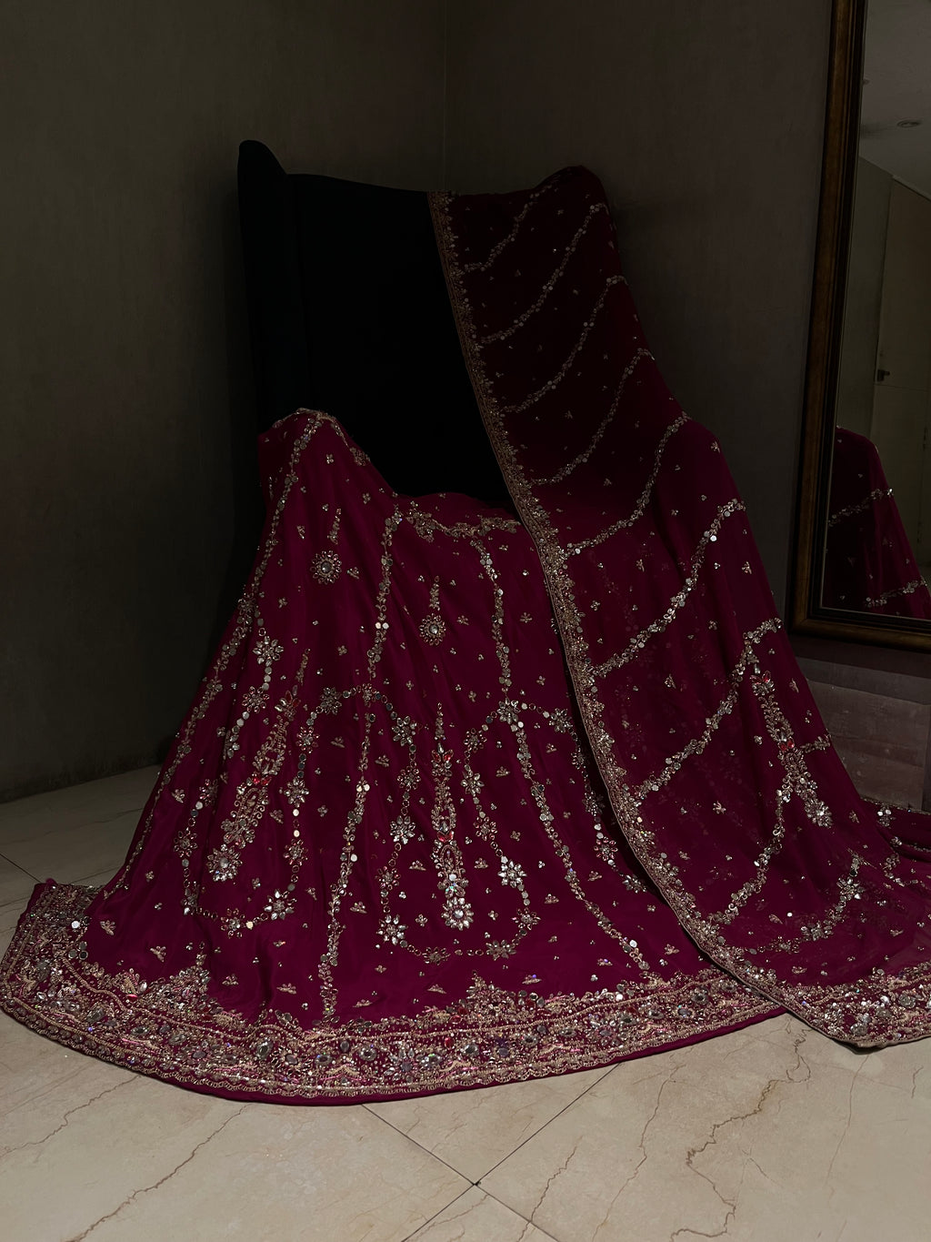 Magenta Zardozi Lehenga Set