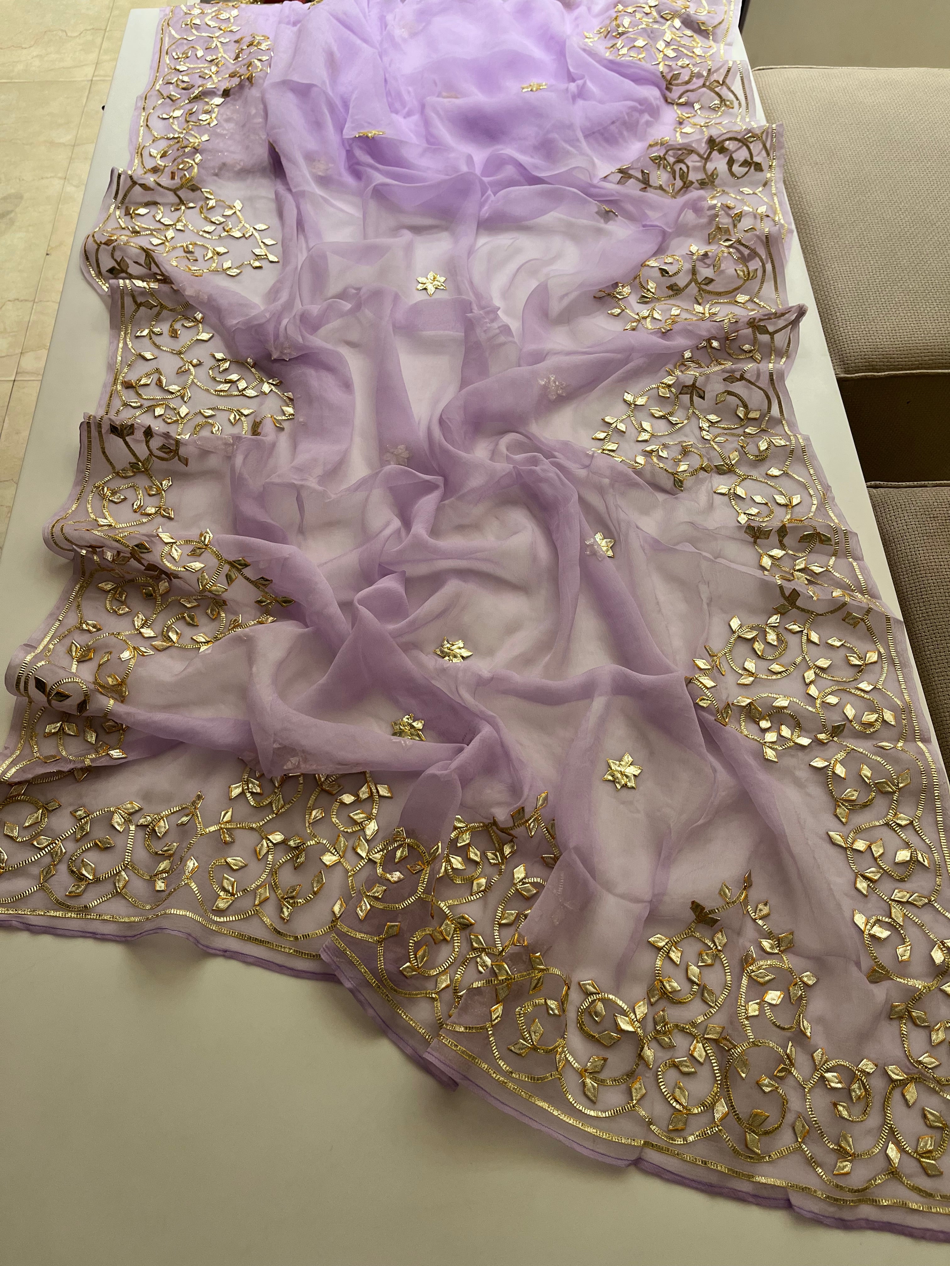 Lavender katcha gotapatti saree