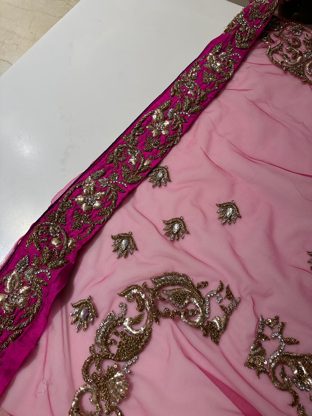 Mango Pure Georgette, heavy Mukesh lehenga