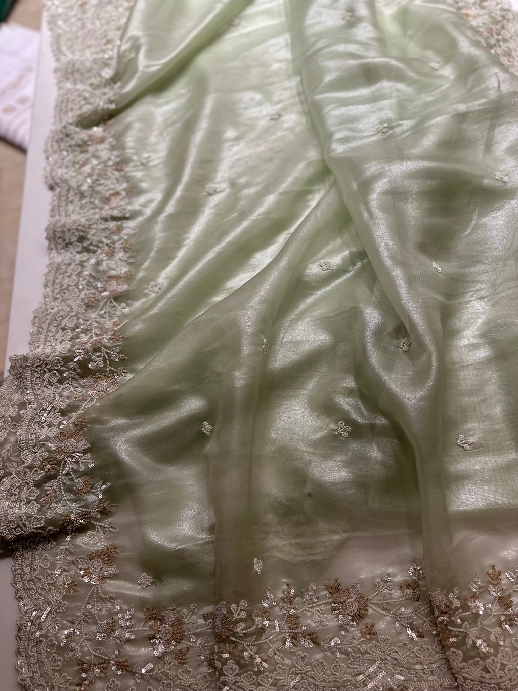 Pistachio Tissue Saree