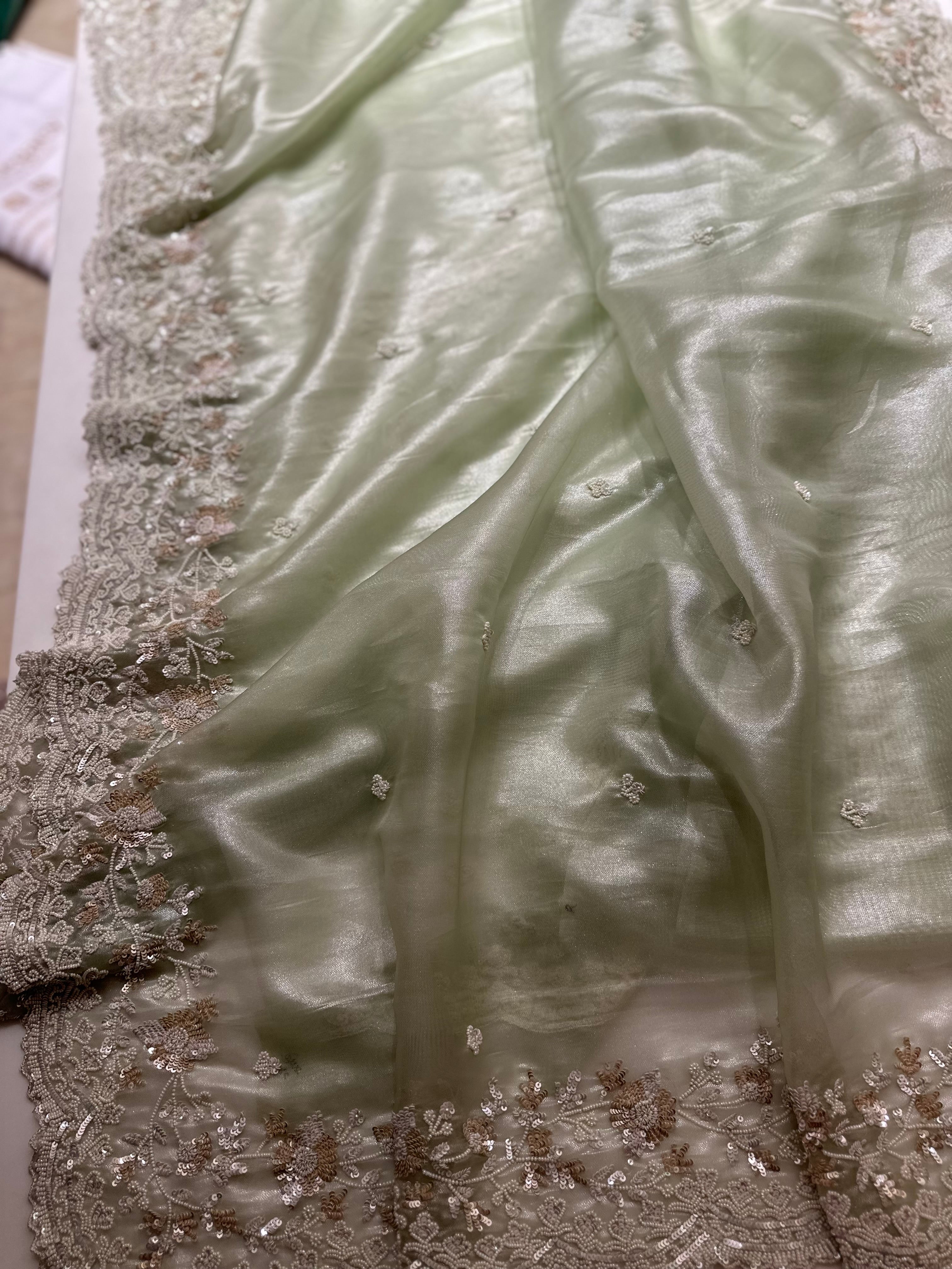 Pistachio Tissue Saree