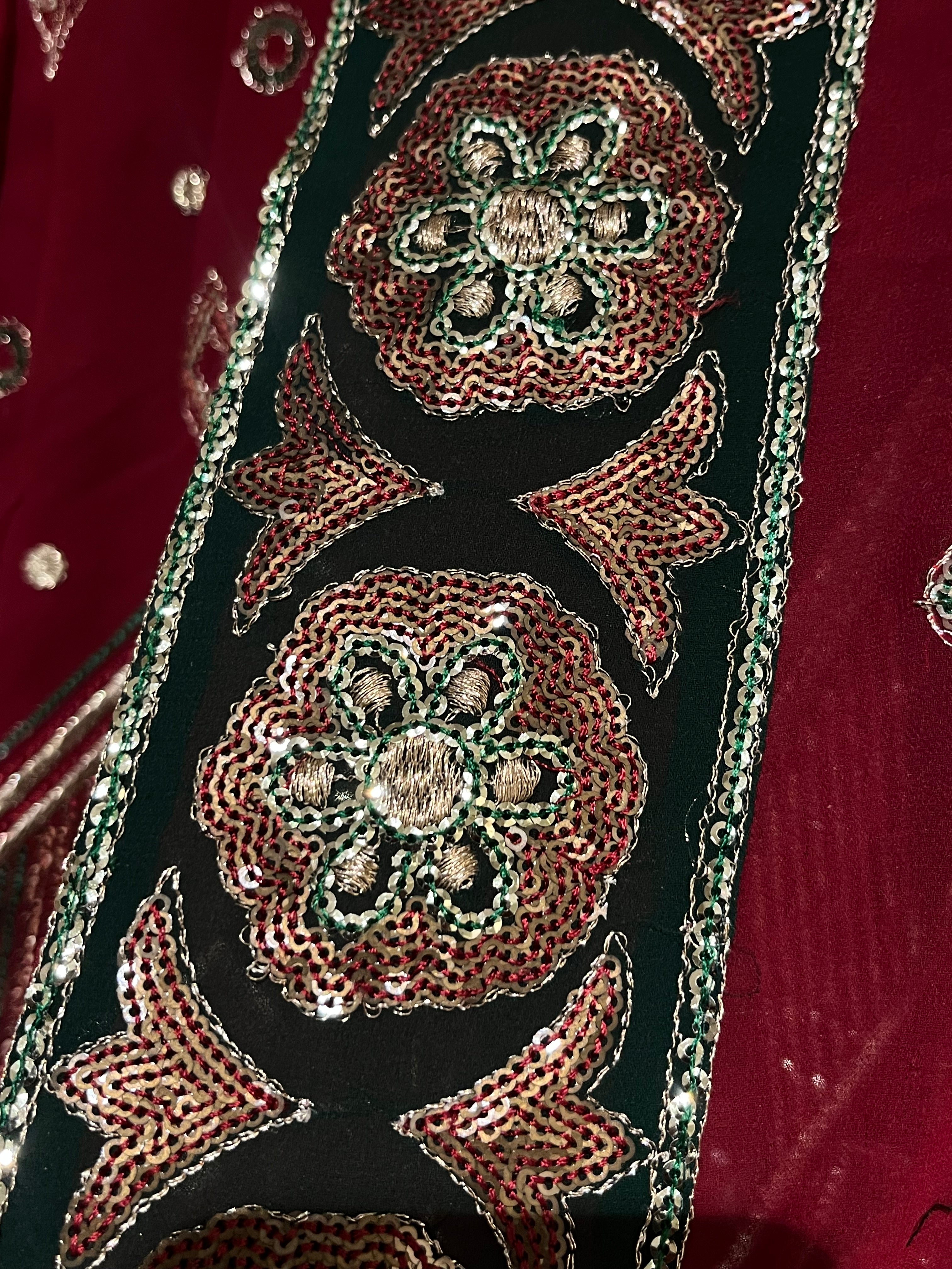 Deep Red Sequins Lehenga Set
