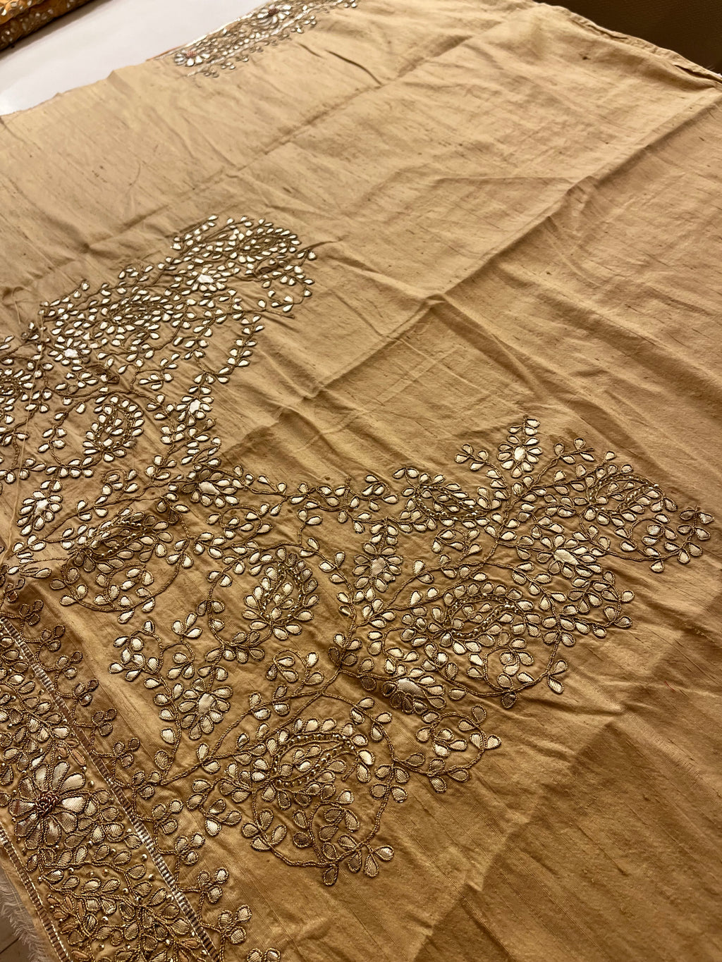 gotta patti bagh peach saree