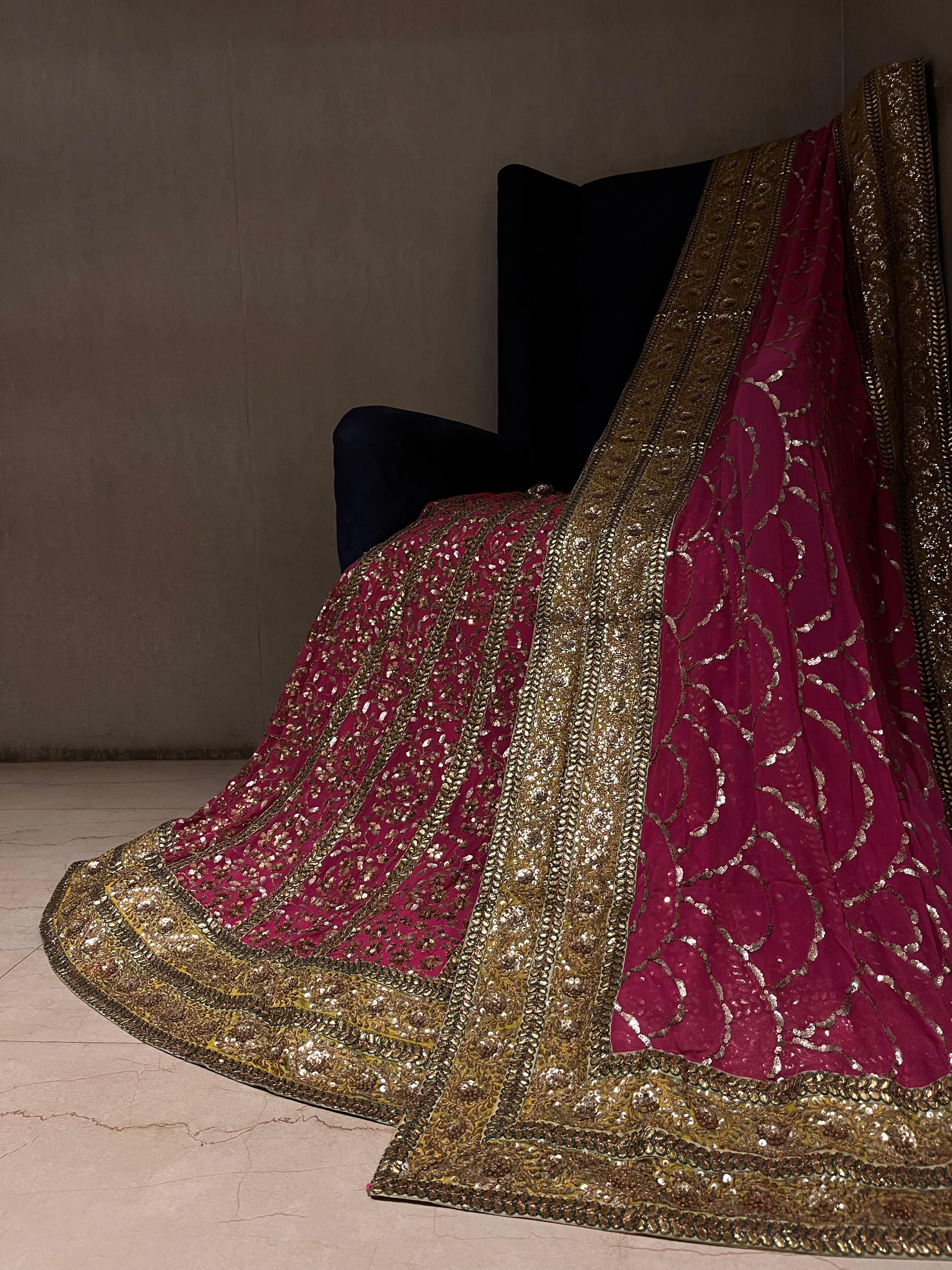 Pink Nad Golden sequins lehenga set