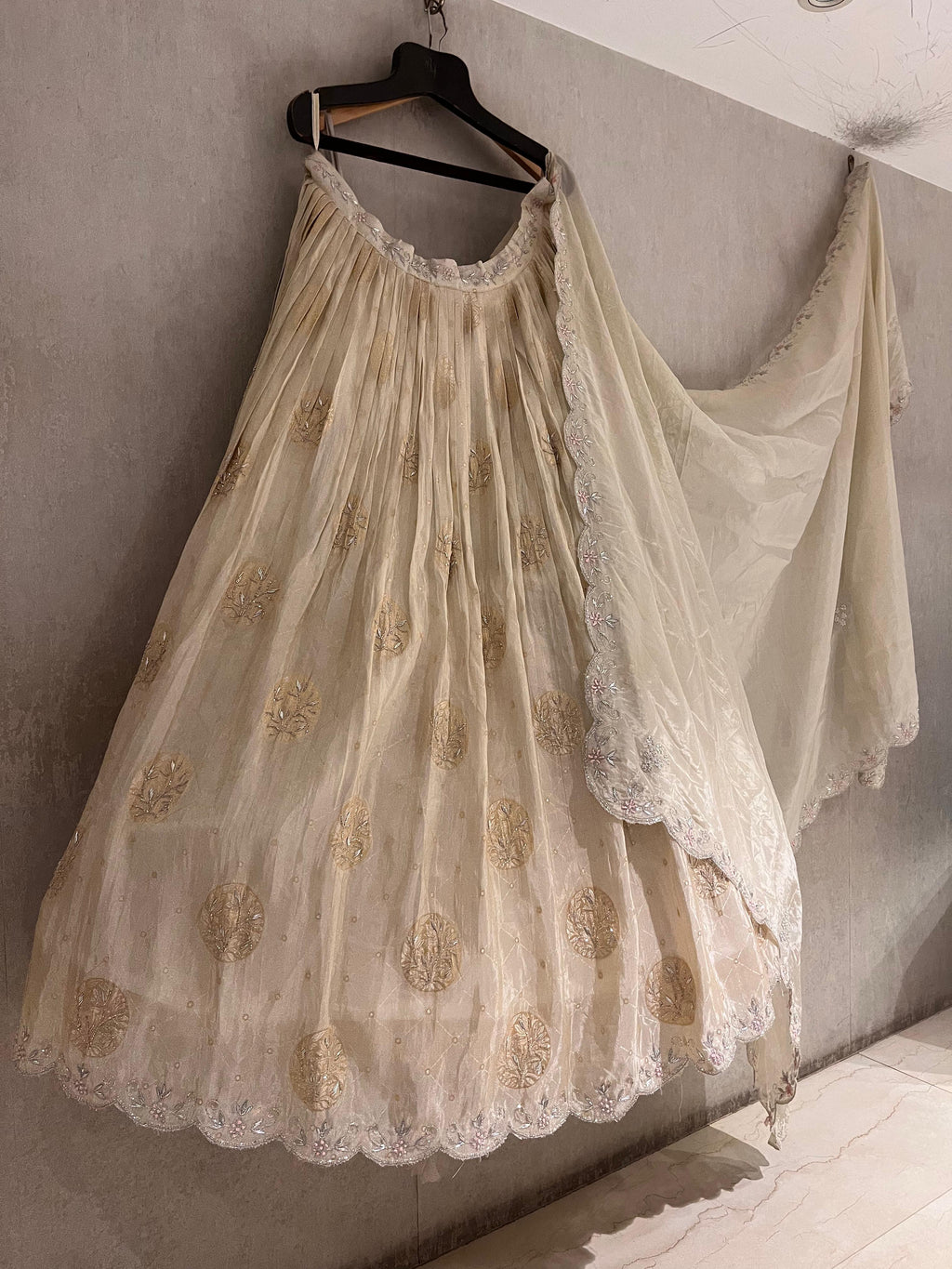 Ivory and Gold Lehenga Set