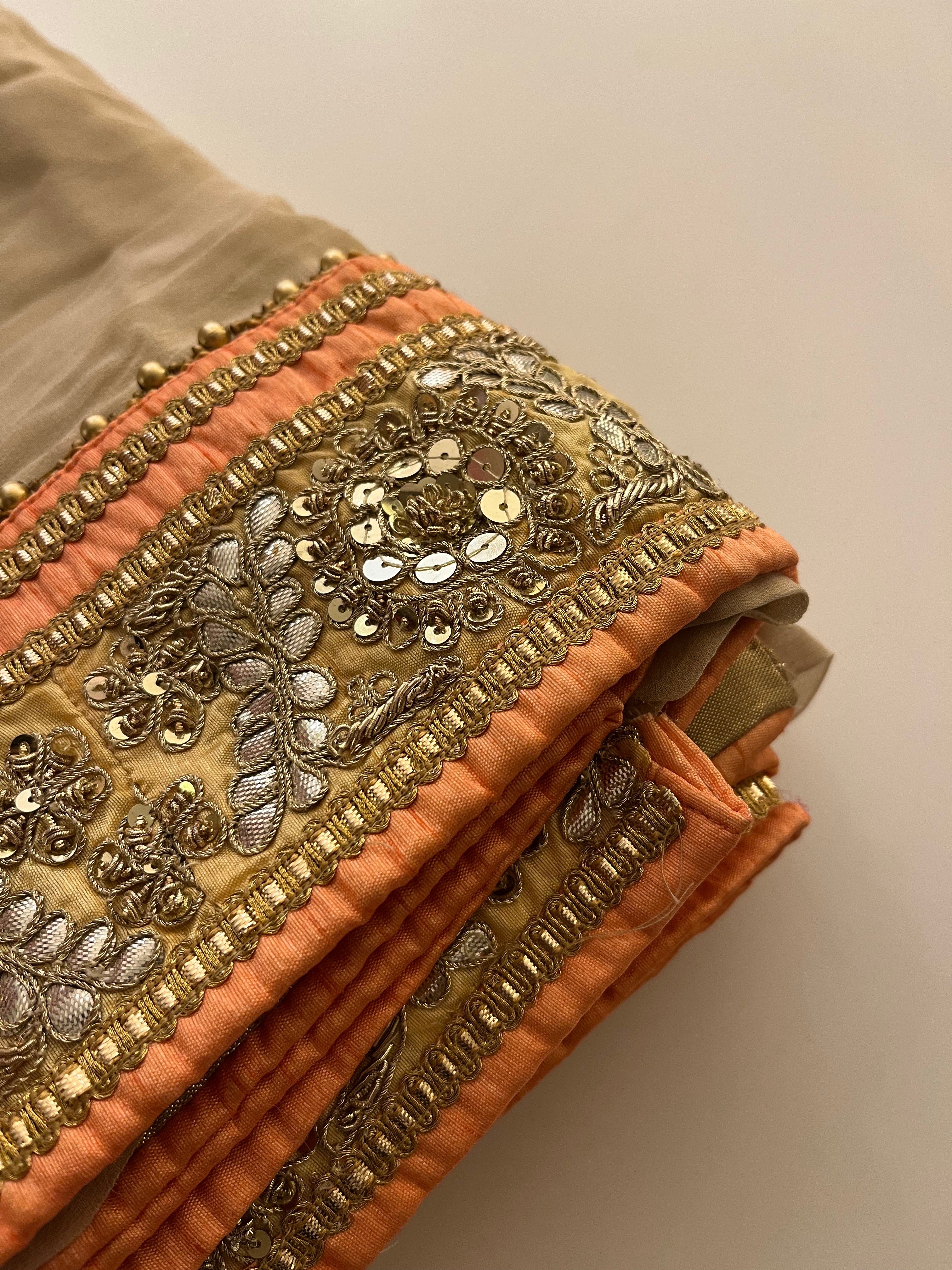 Pure Georgette Crème Saree