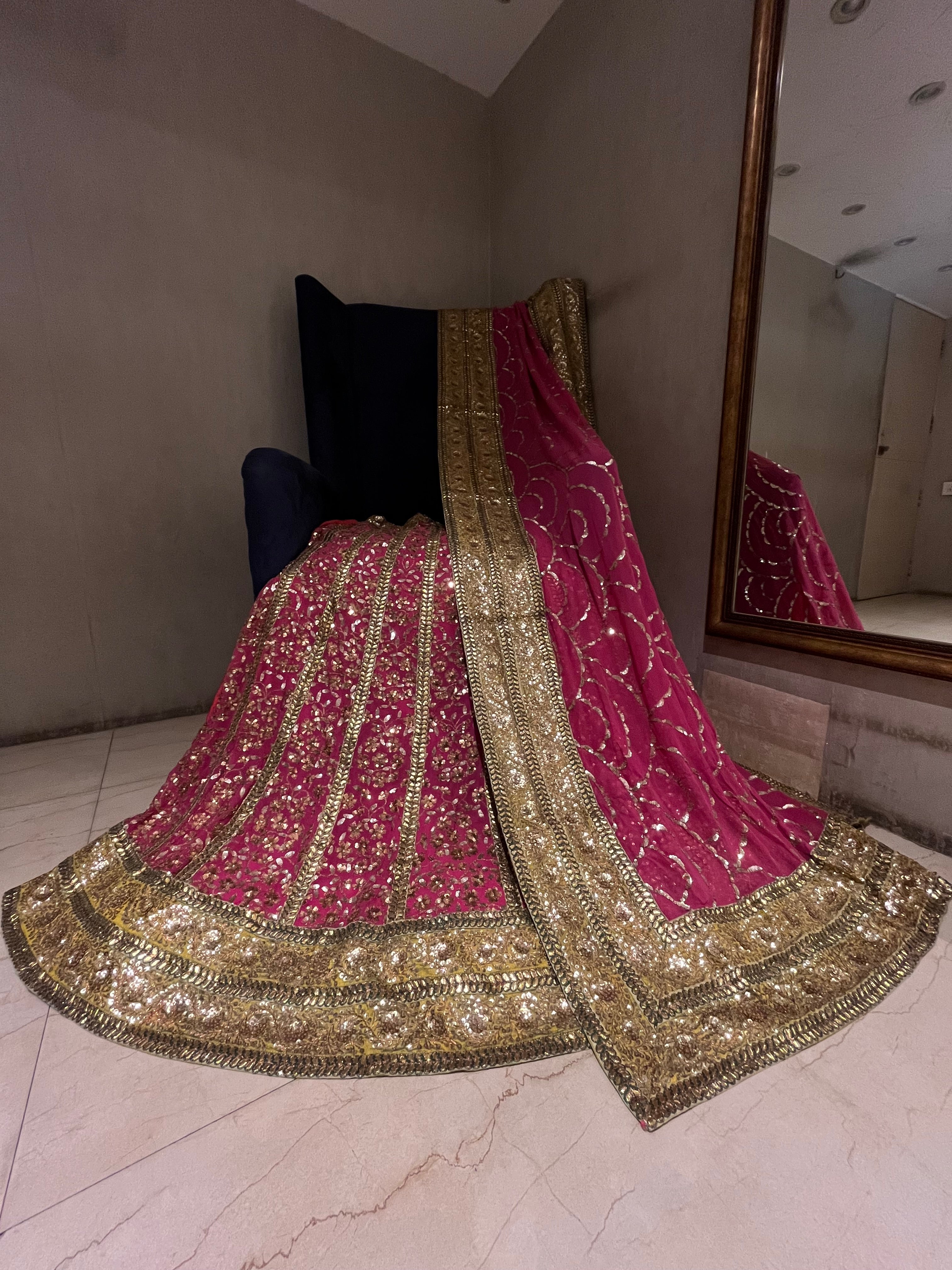Pink Nad Golden sequins lehenga set