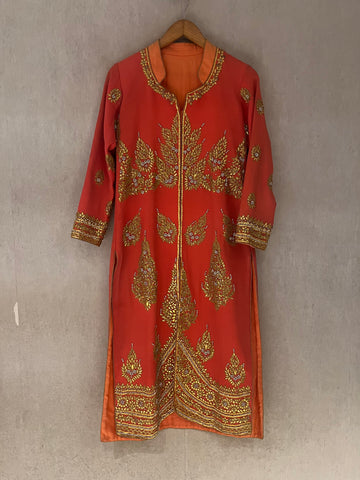 Tangerine Gotta Patti jacket style kurta