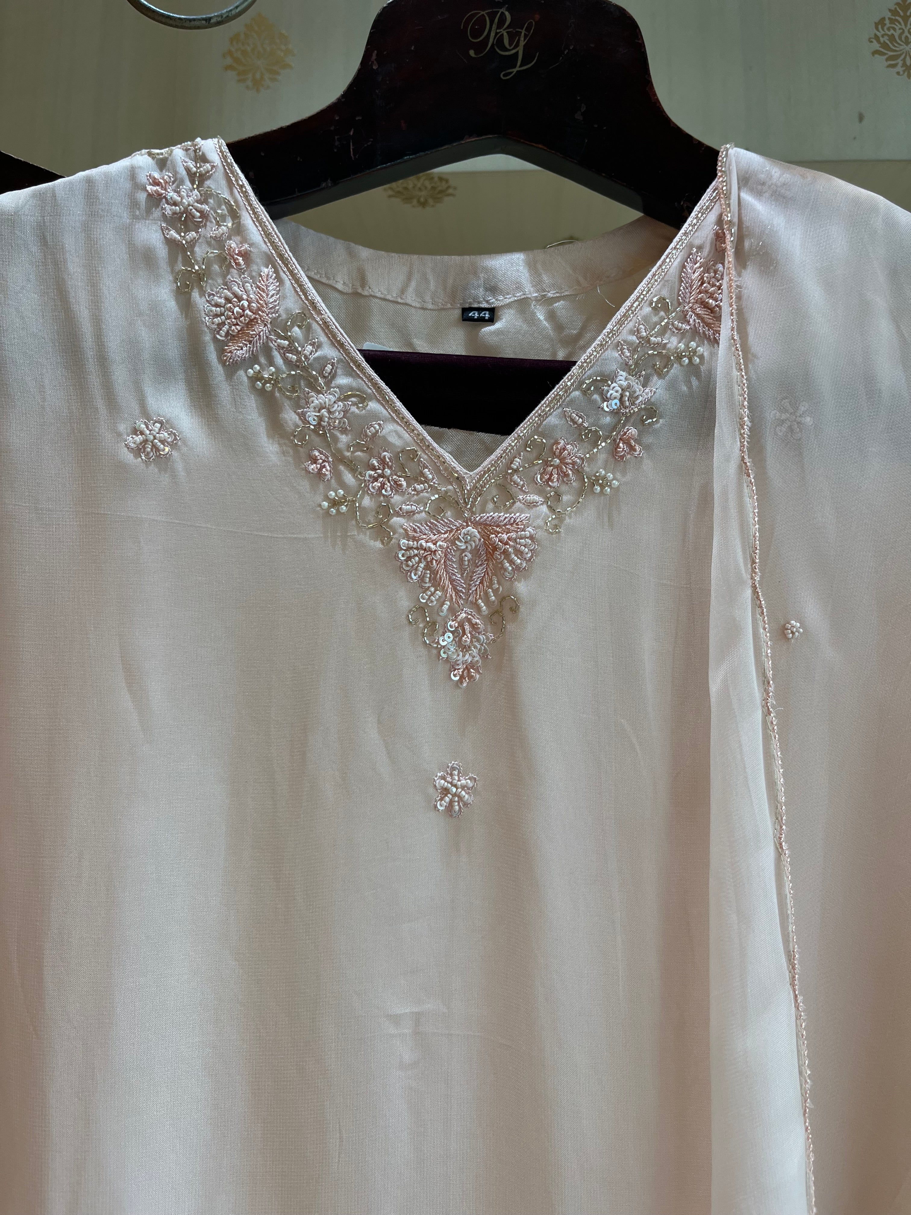 Peach Georgette Plazo Suit Set