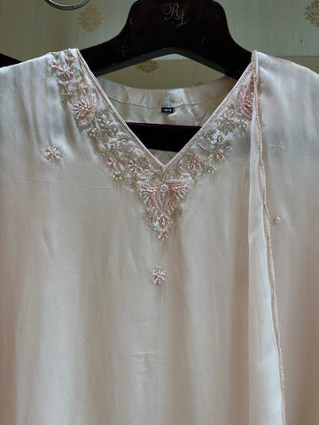 Peach Georgette Plazo Suit Set
