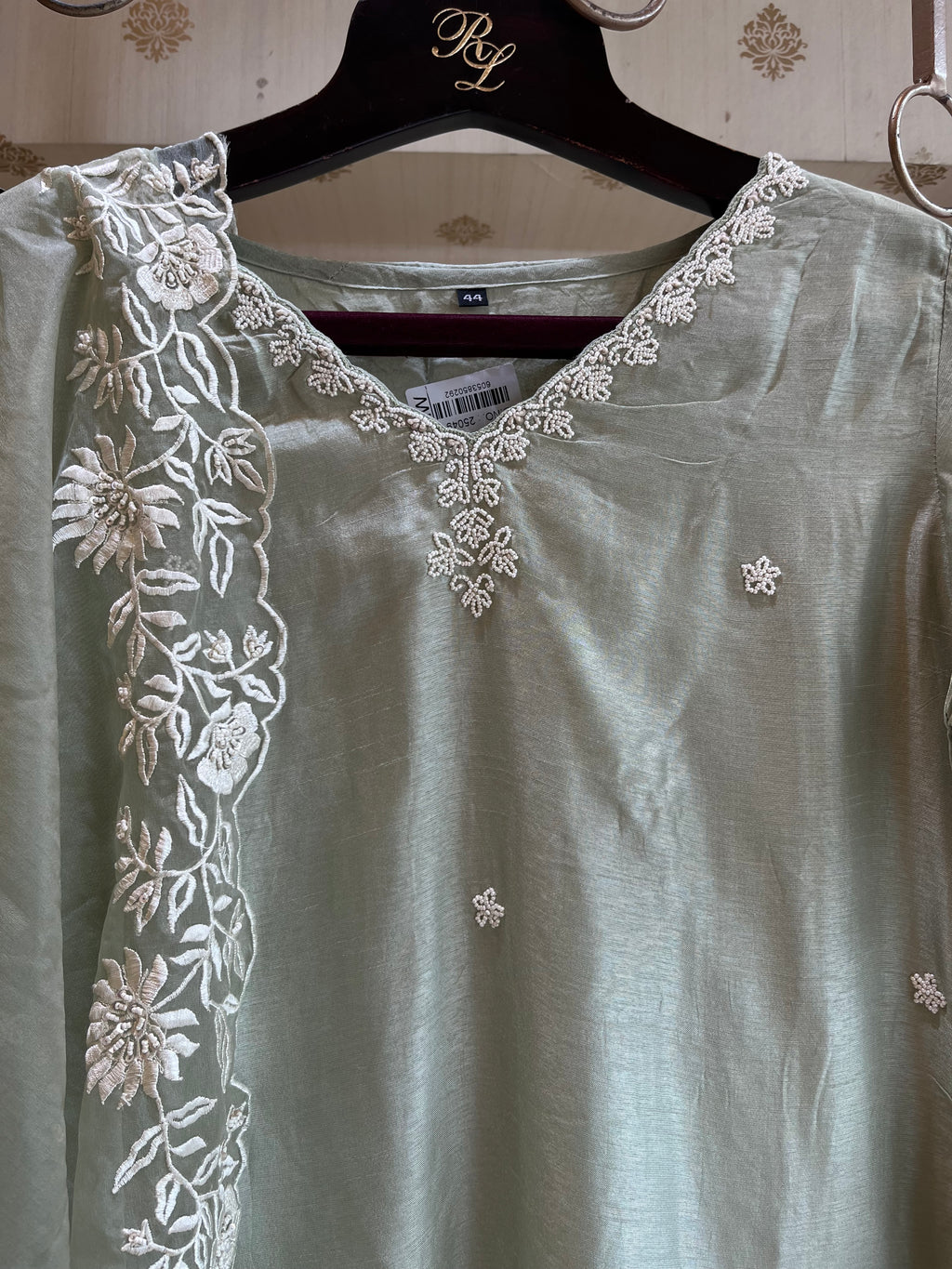 Elaichi Green Silk Straight Suit Set