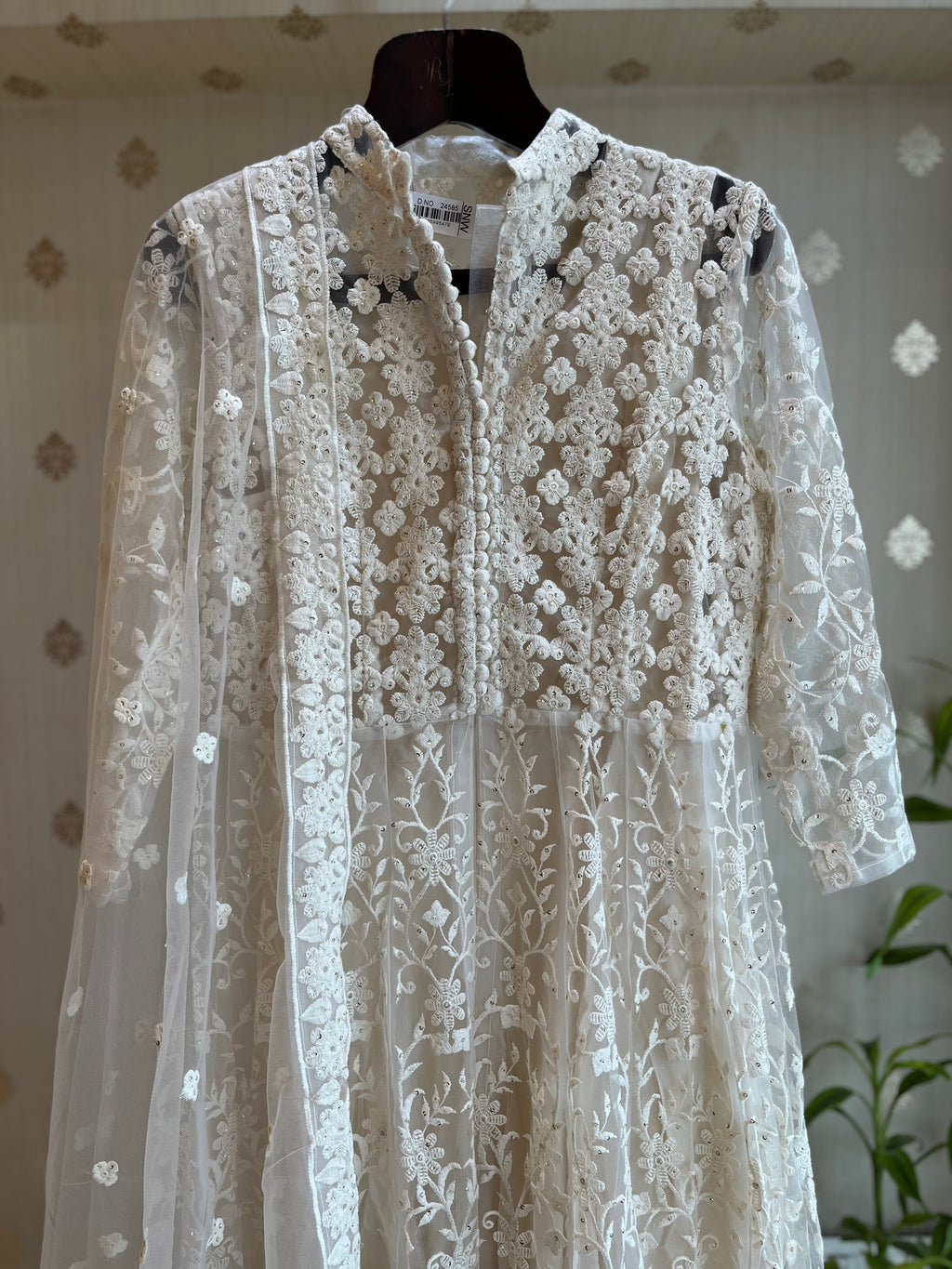 Snow White Embroidery Anarkali