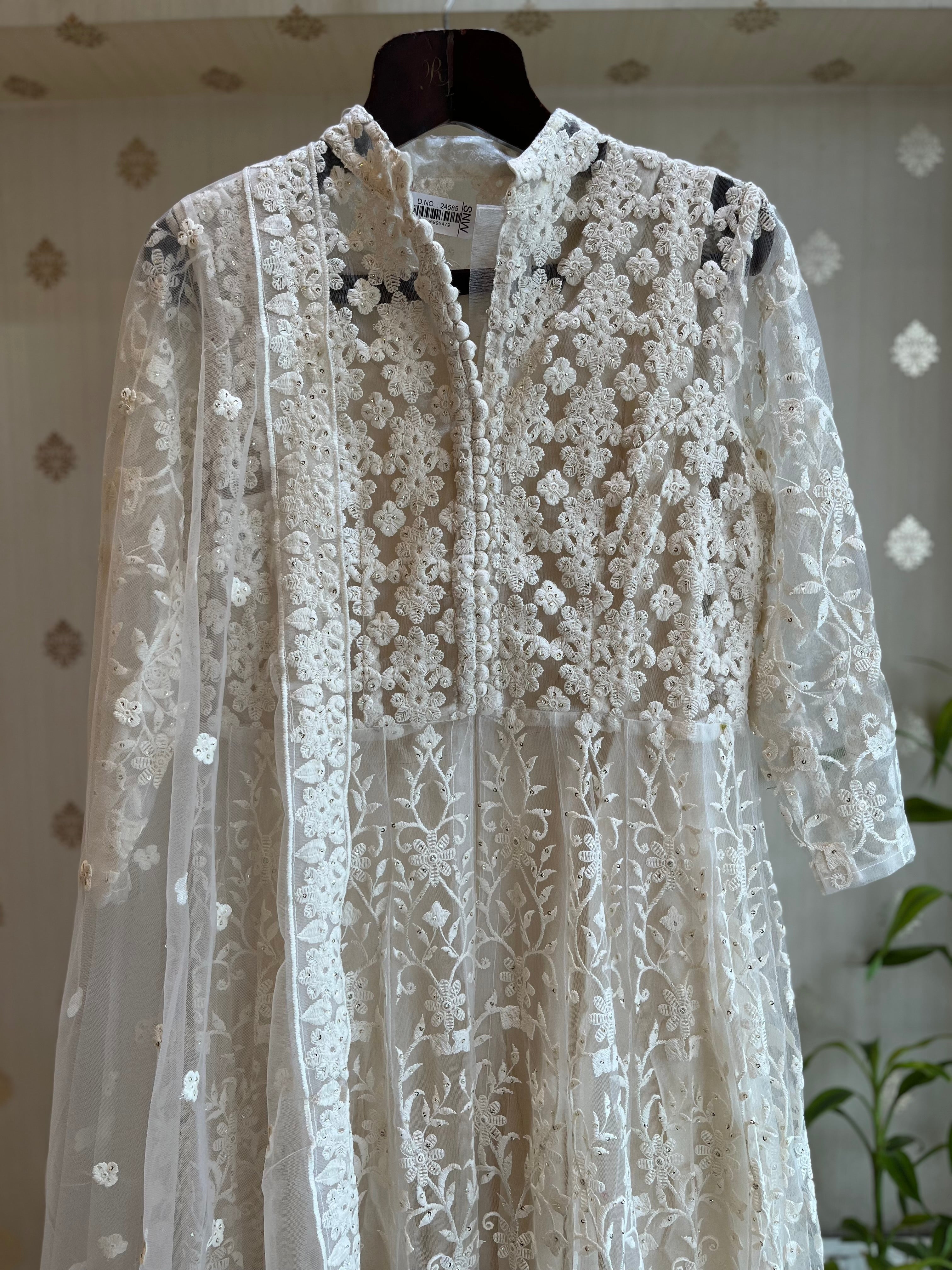 Snow White Embroidery Anarkali