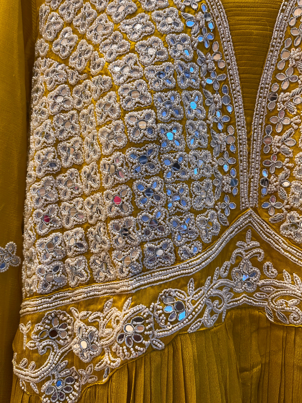 Mustard Mirror work Anarkali