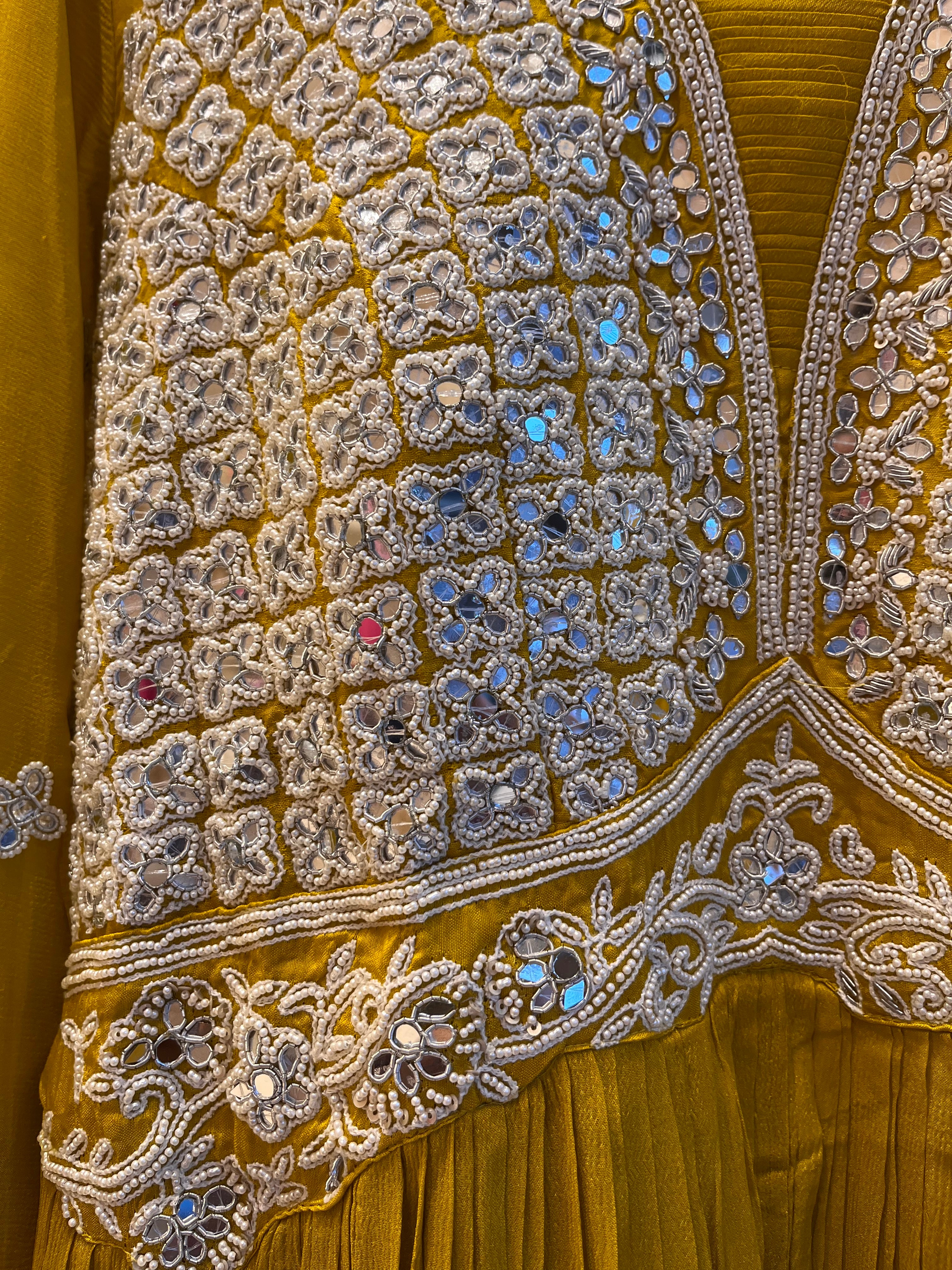 Mustard Mirror work Anarkali