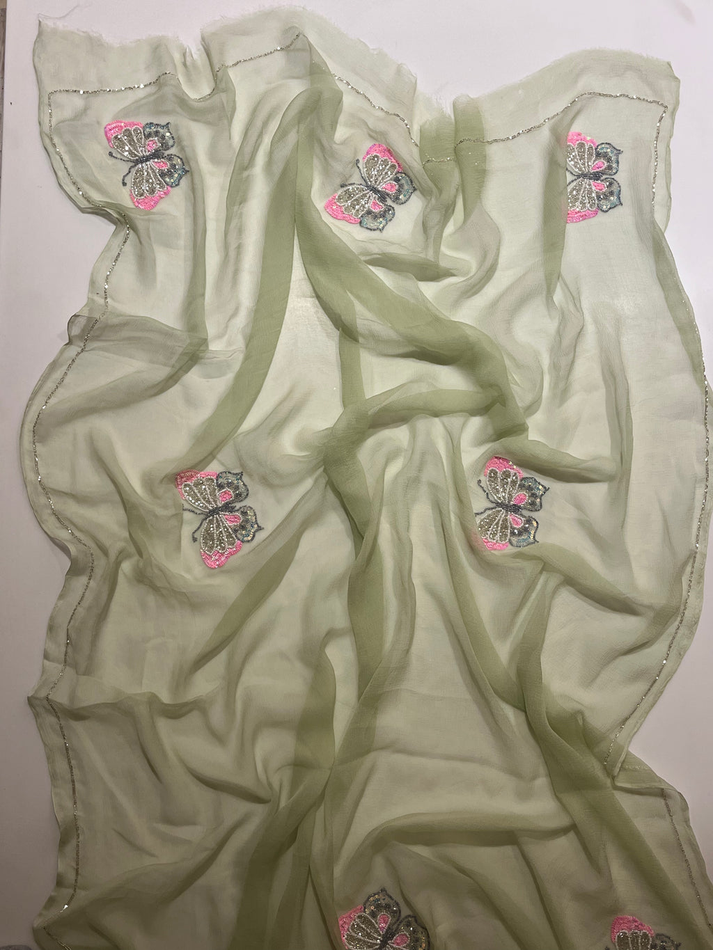Elaichi green butterfly saree