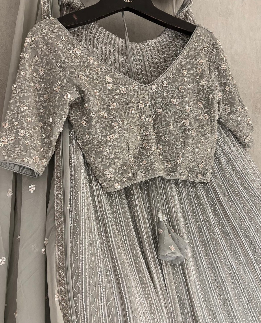 Grey lehenga set