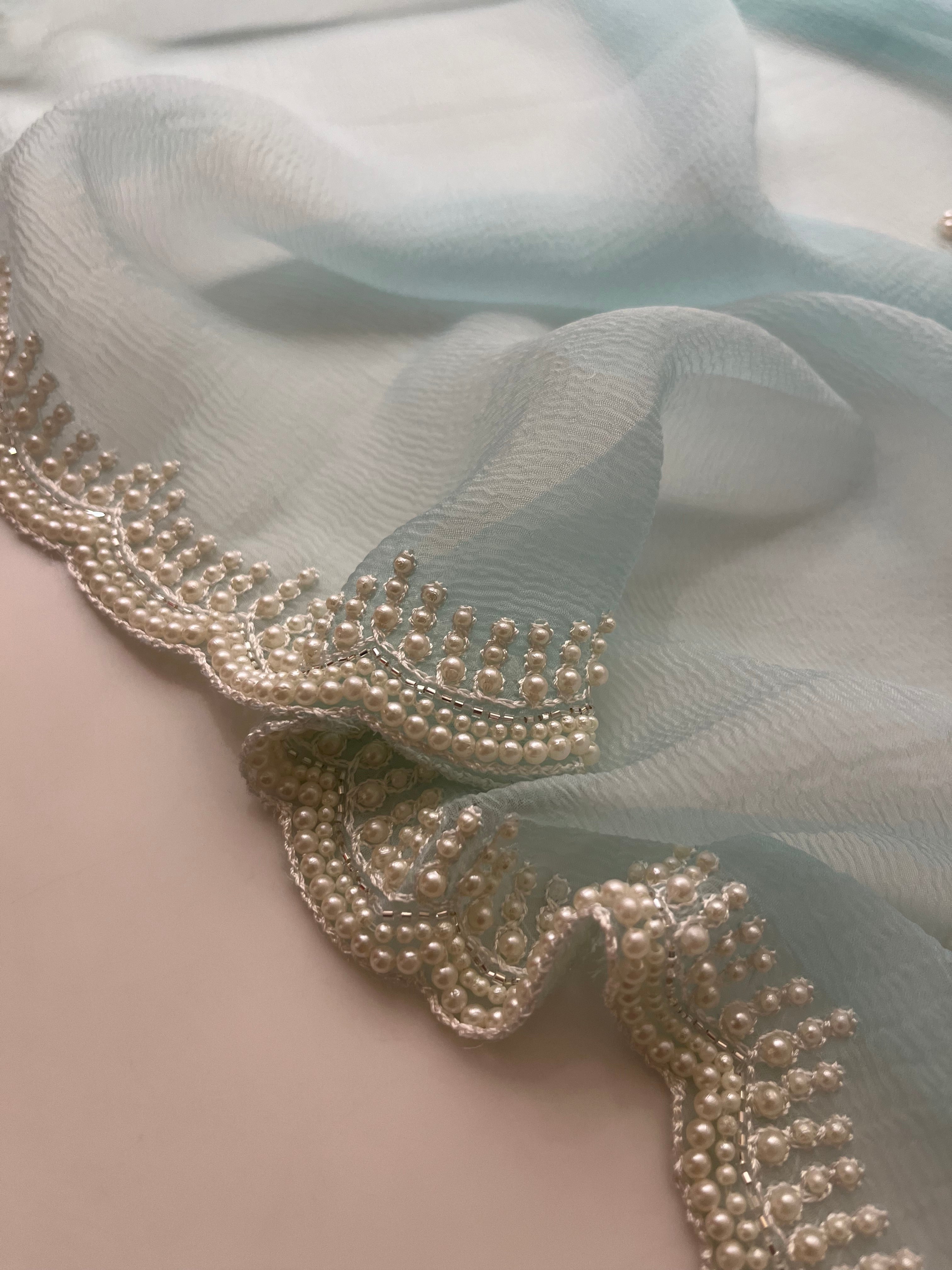 Pretty Pearls Aqua Saree