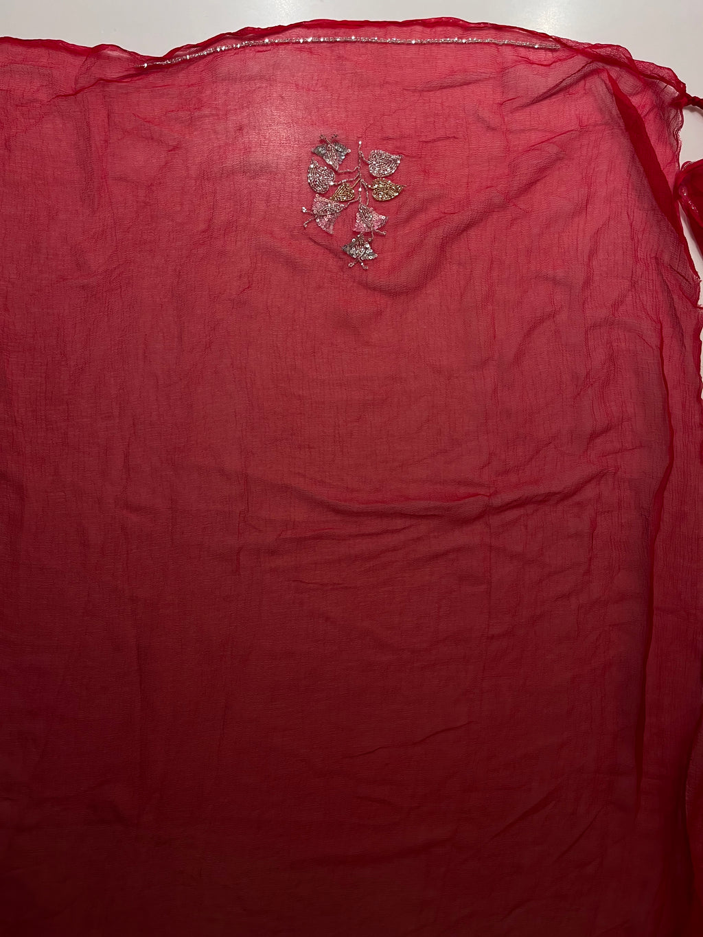Red Leaf Pure Chiffon Saree