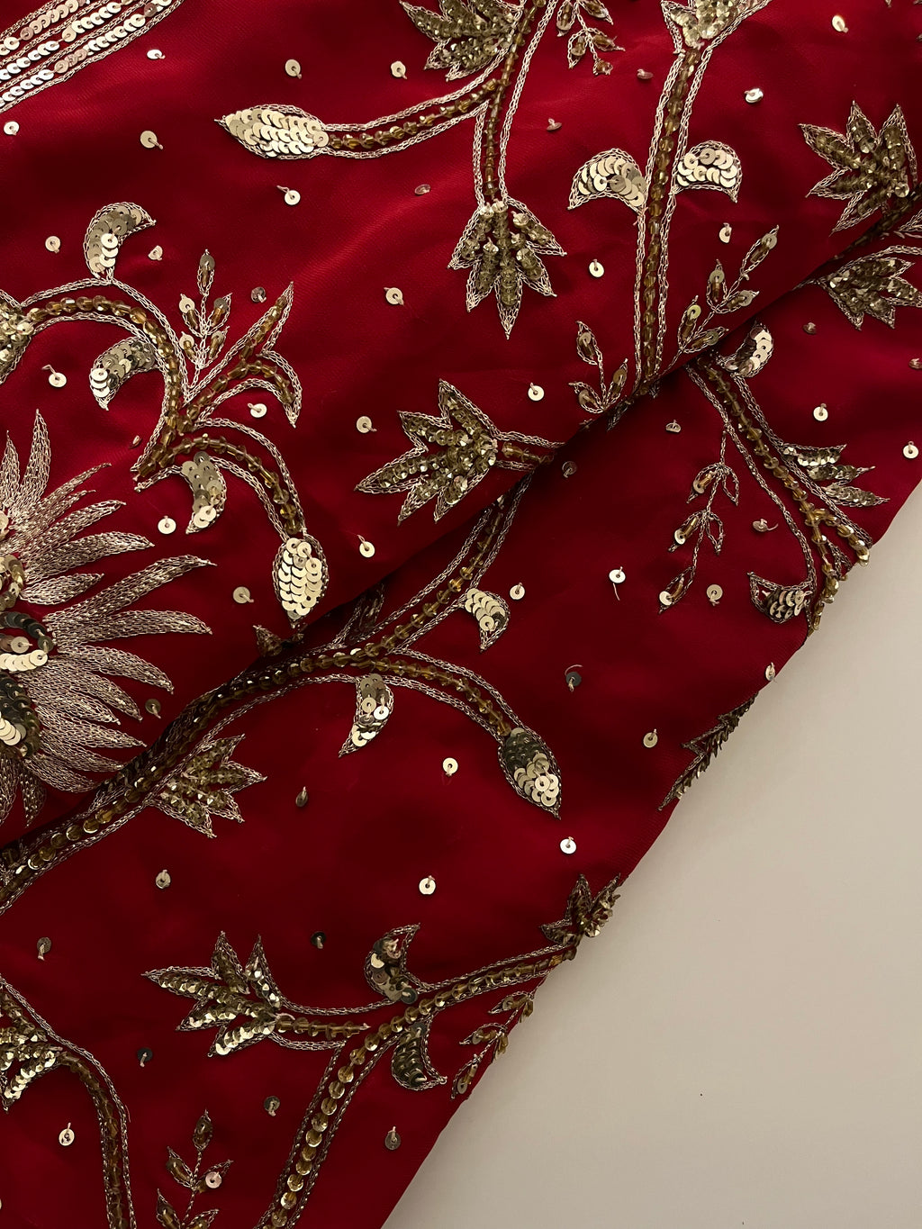 Deep Red sequins Saree