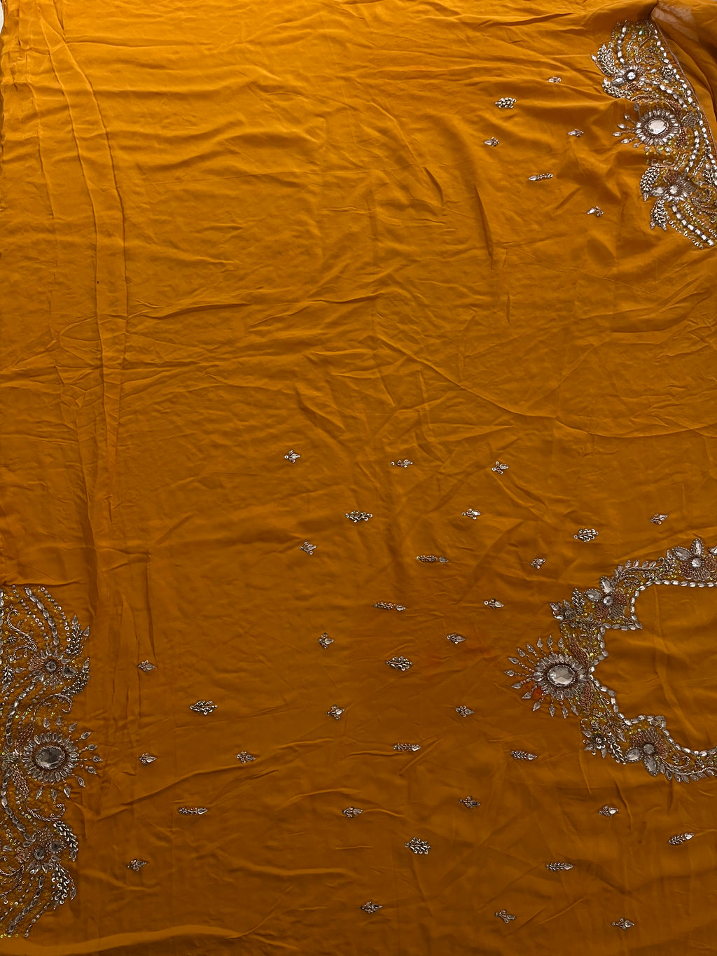 mustard yellow stone saree