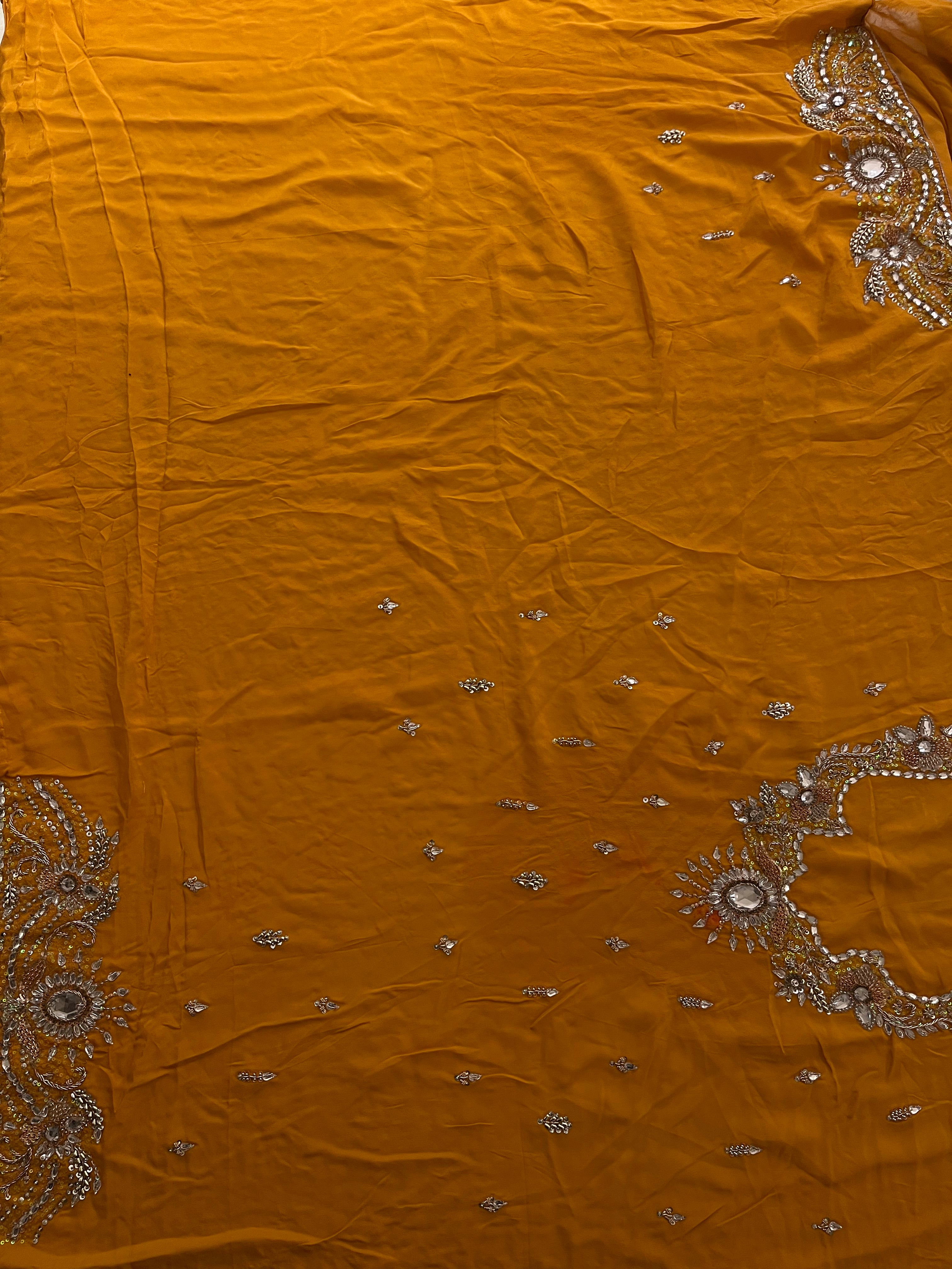 mustard yellow stone saree