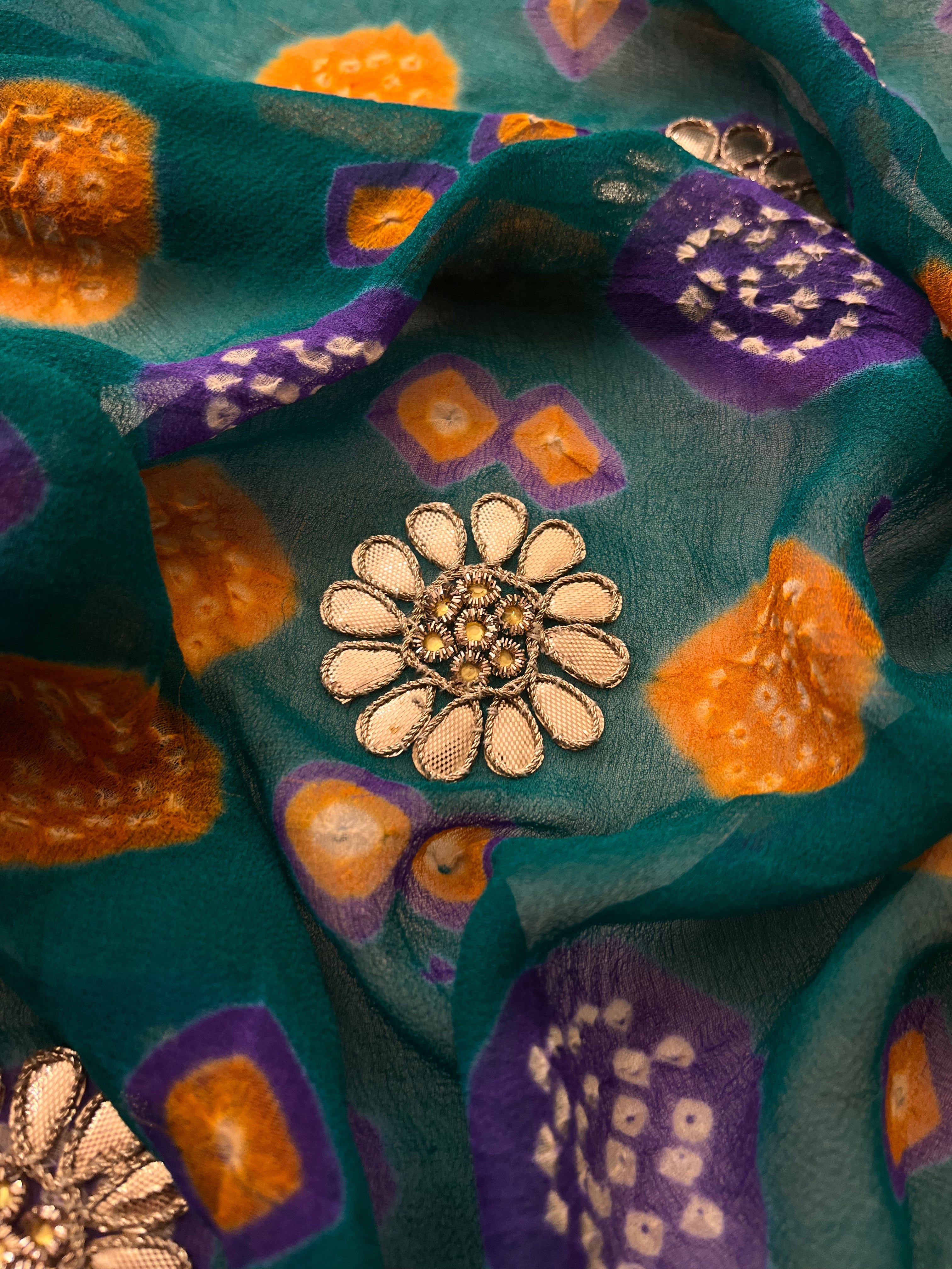 Teal Green Georgette Saree